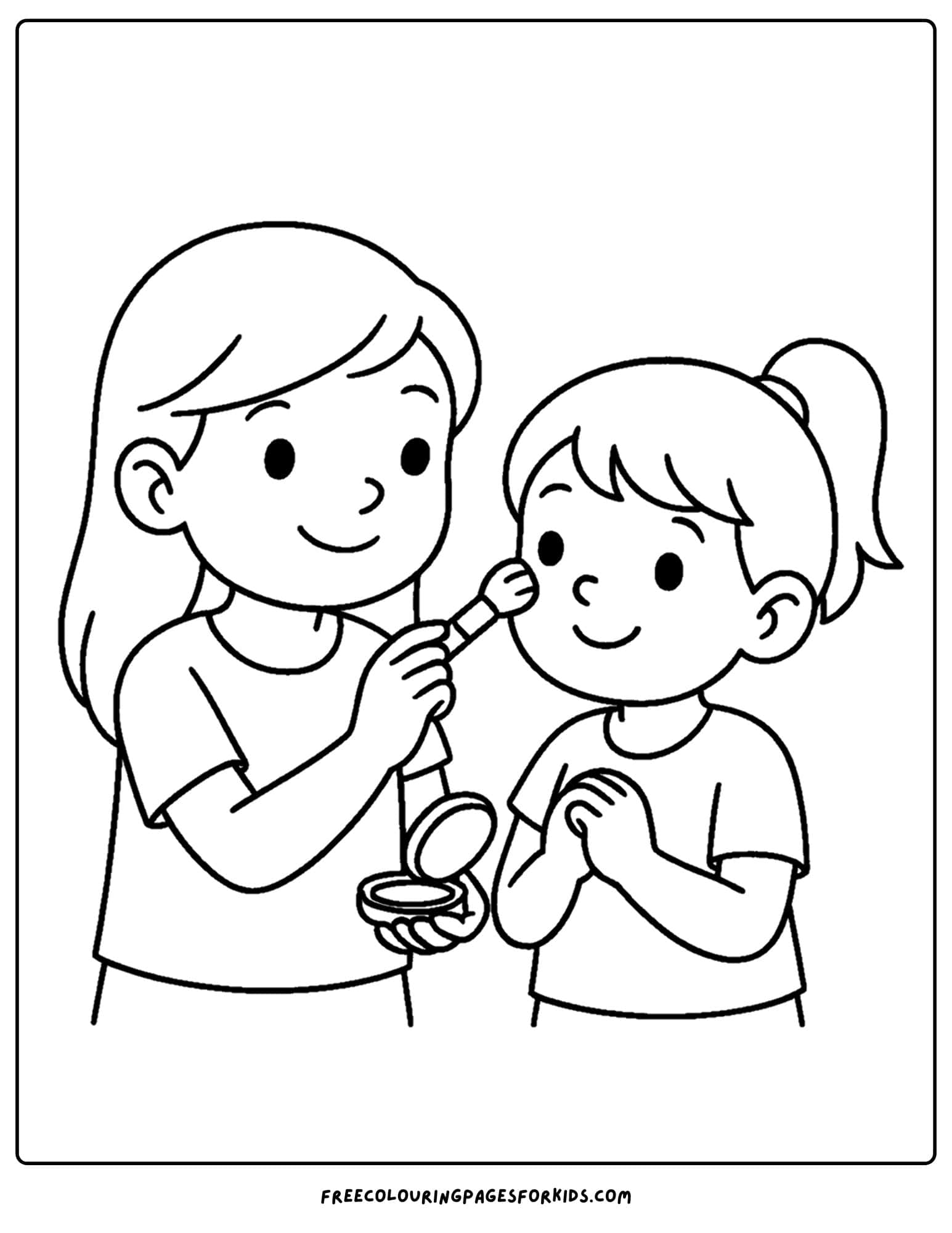 siblings doing their makeup