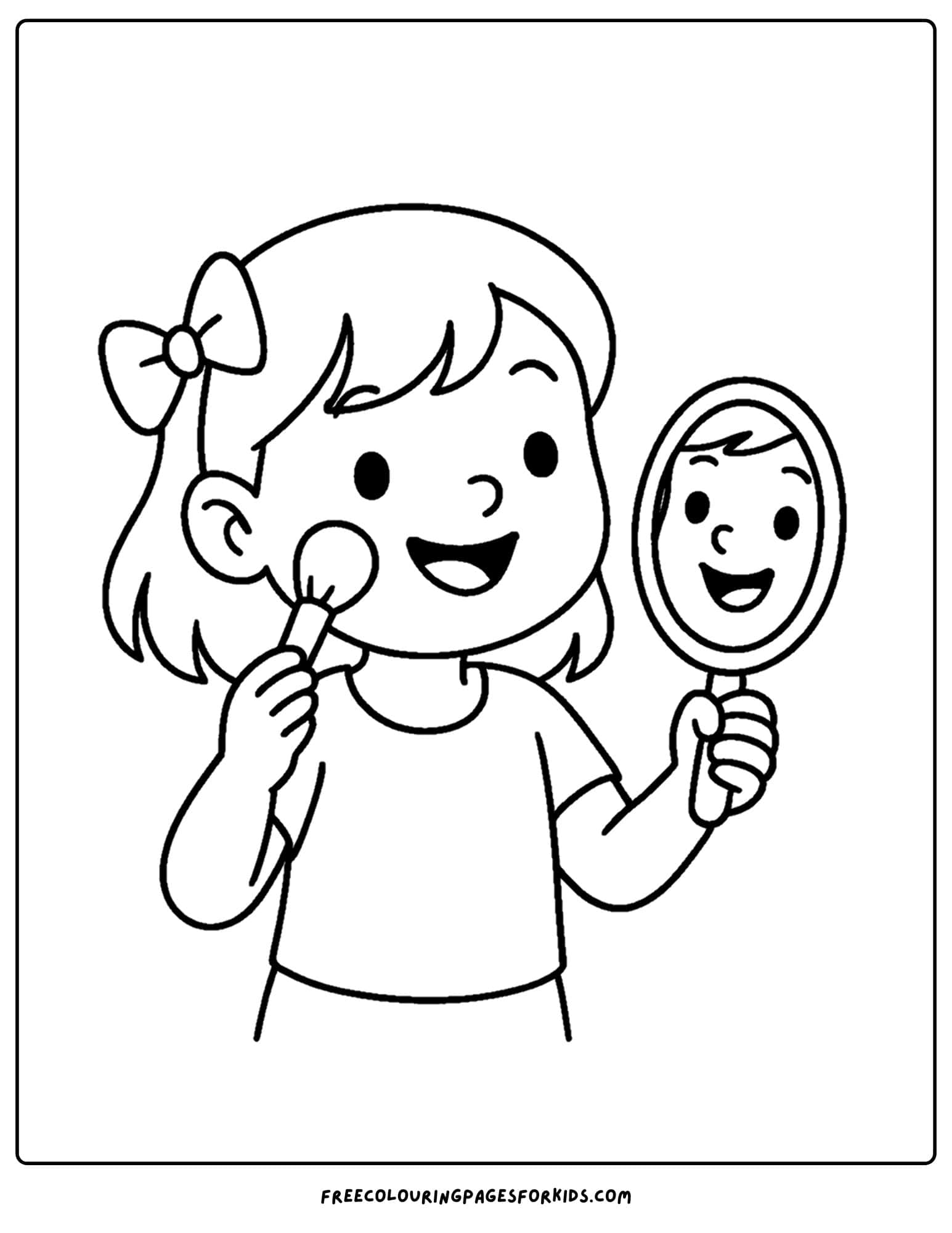 doing makeup with a hand held mirror