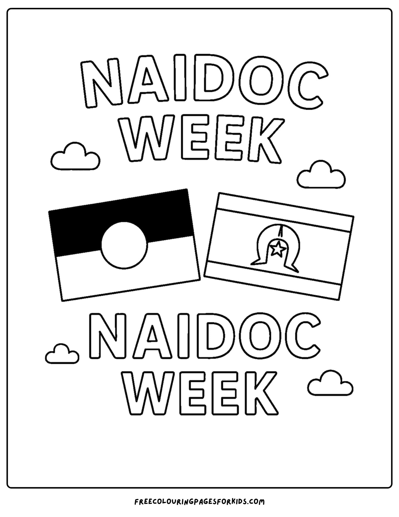 a naidoc week coloring page featuring the aboriginal flag