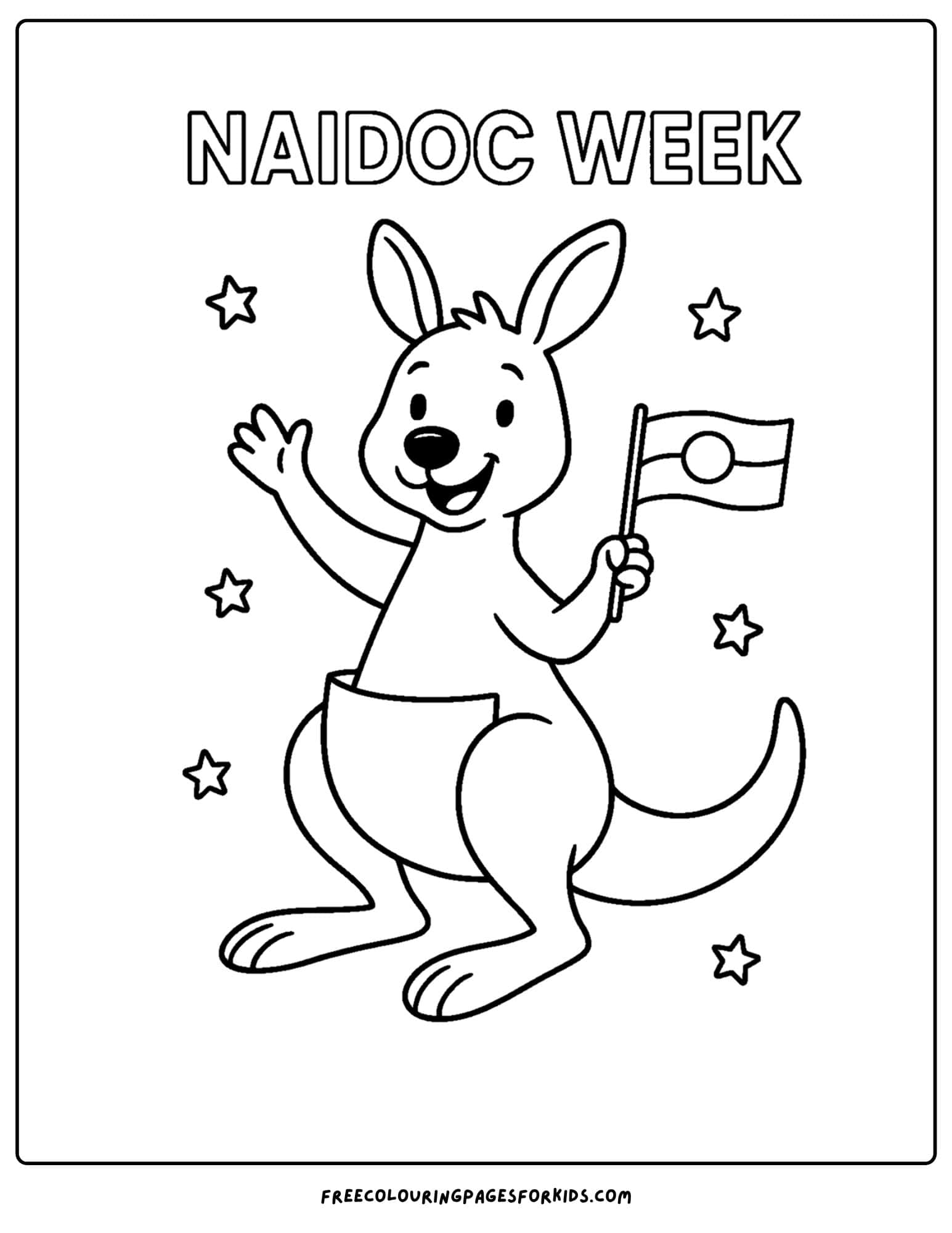 a naidoc week coloring page featuring a kangaroo