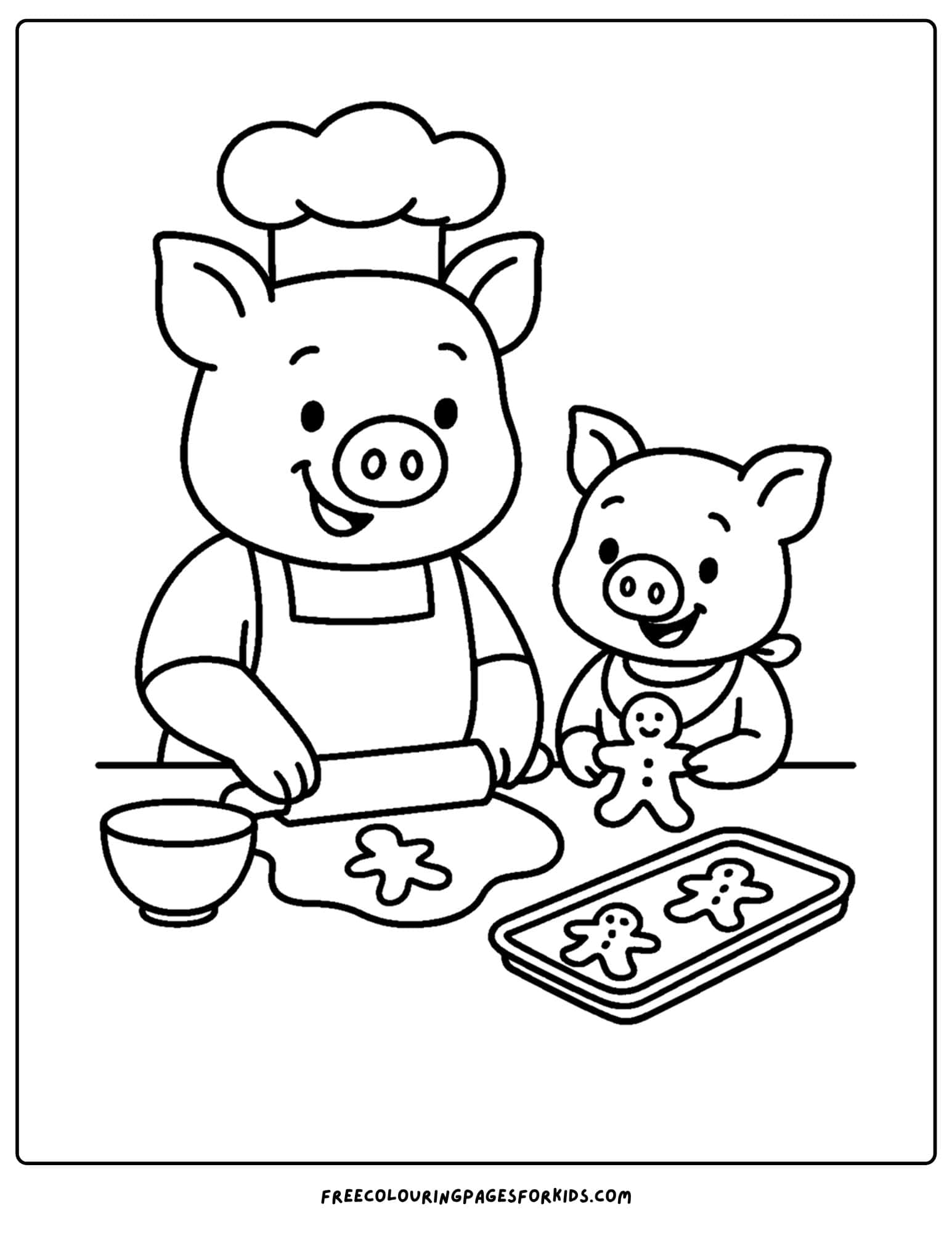 a pig baking cookies