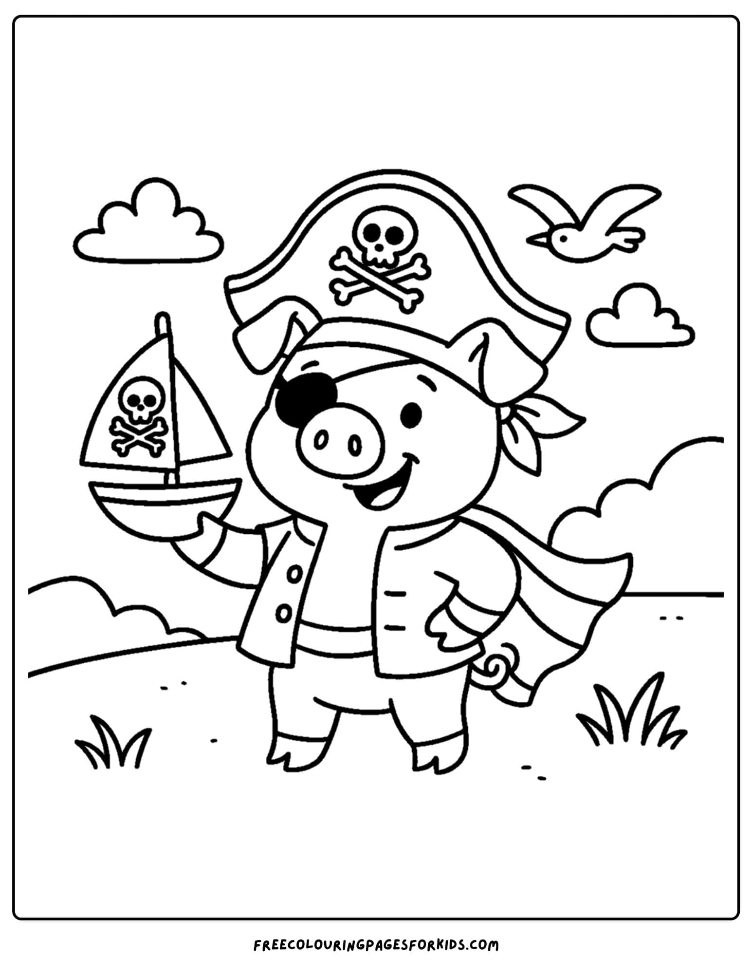 a pig dressed as a pirate