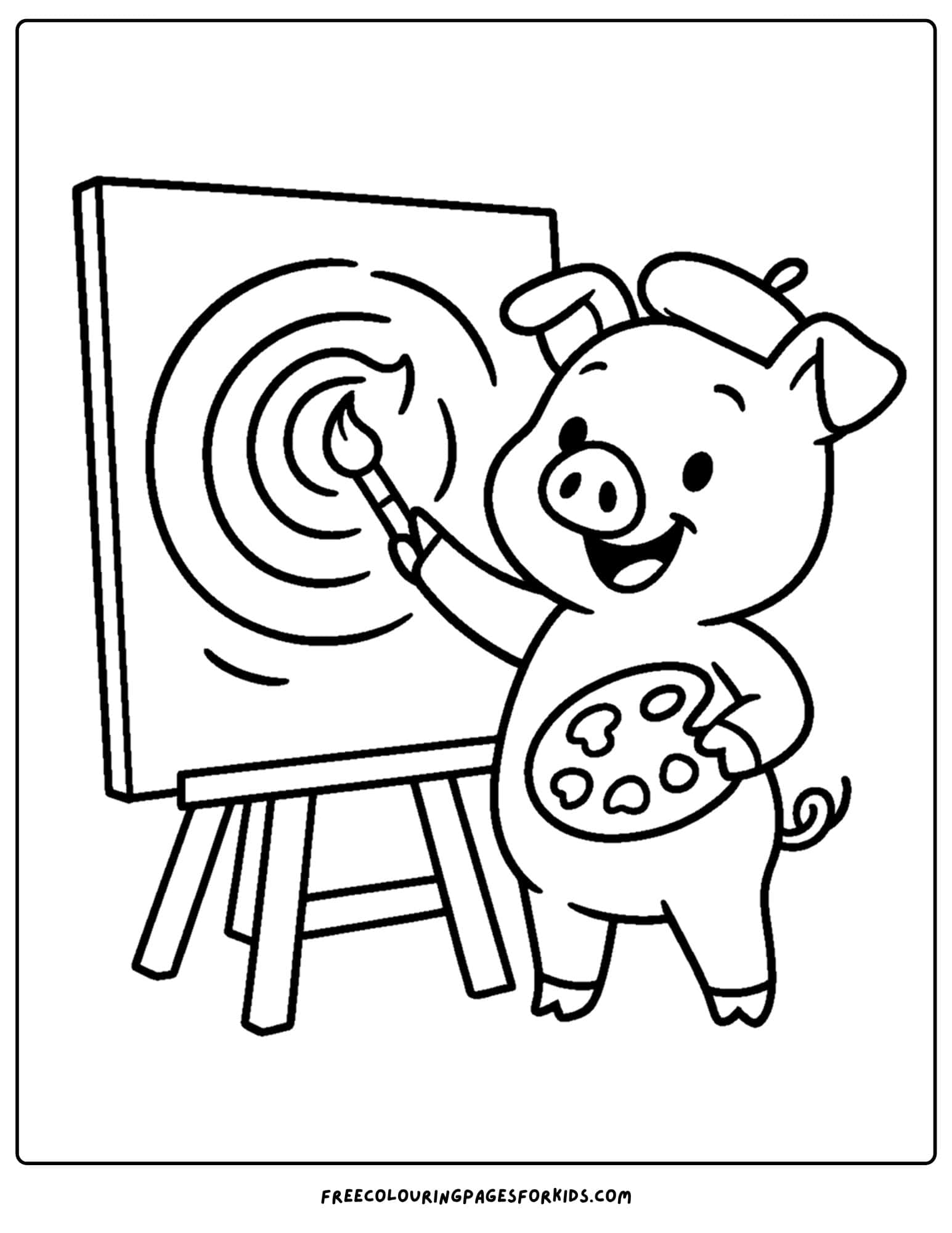 a pig painting on a canvas