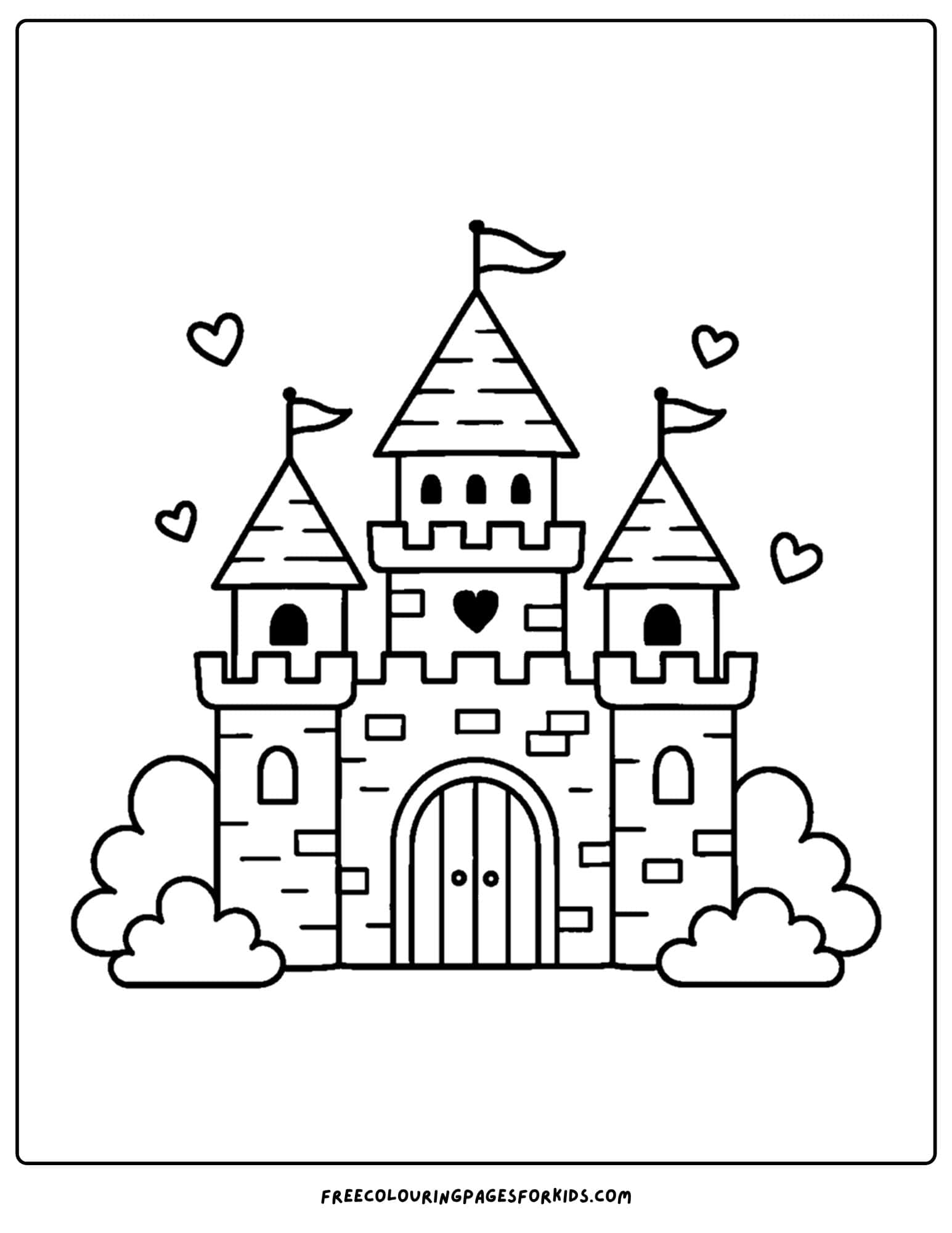 a princess coloring page of a royal castle
