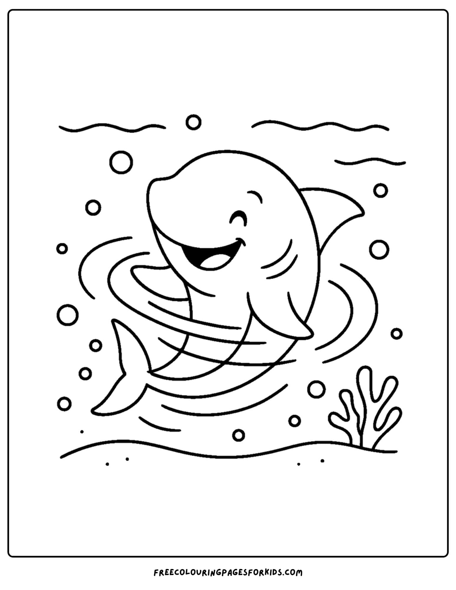 a coloring page of a shark spinning in a whirlpool