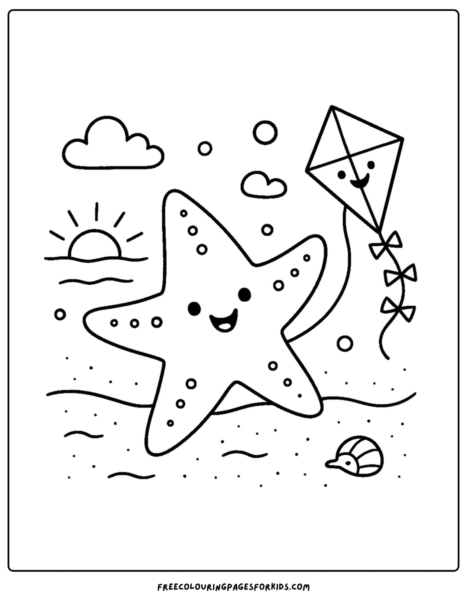 a starfish flying a kite