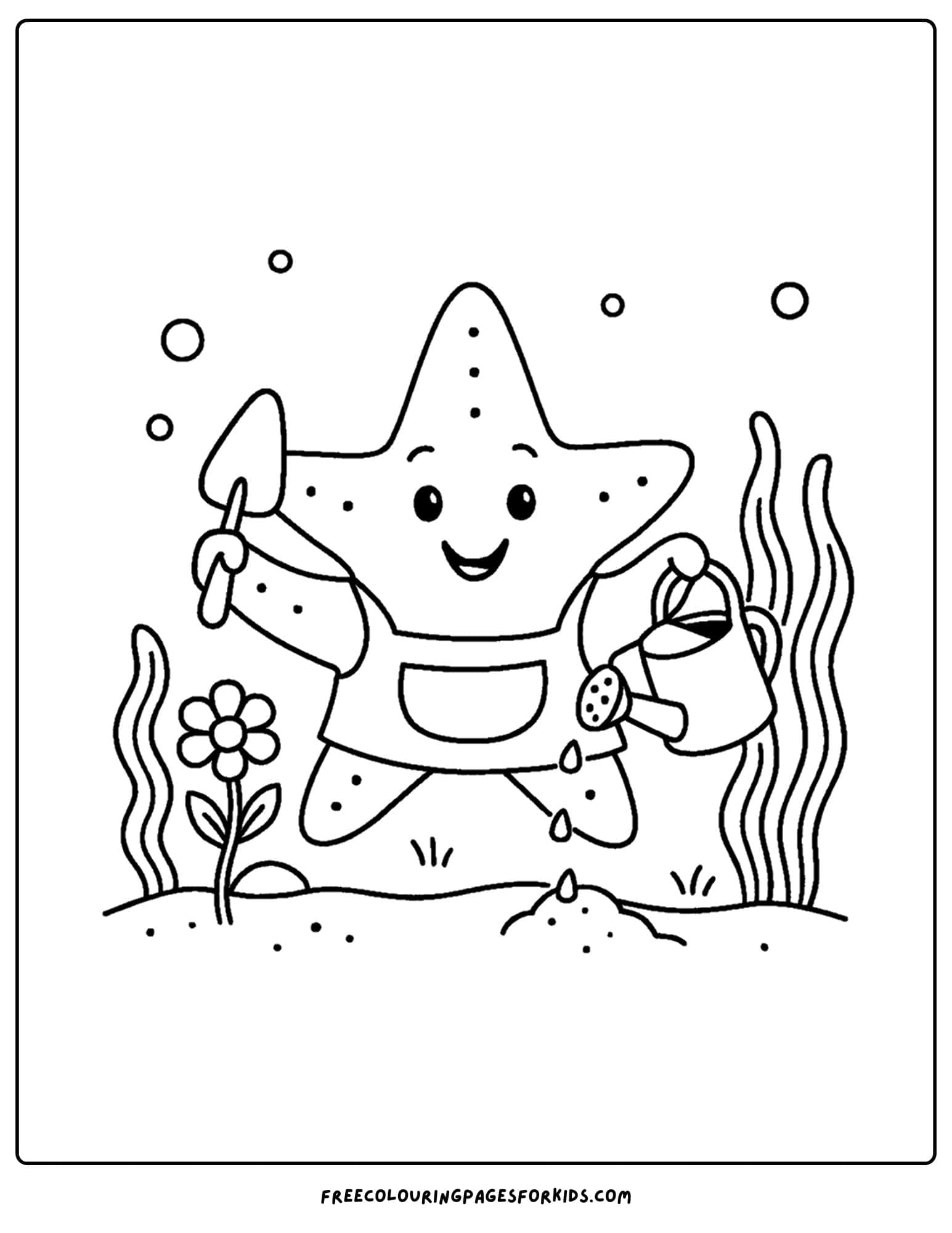 a starfish gardening under the ocean