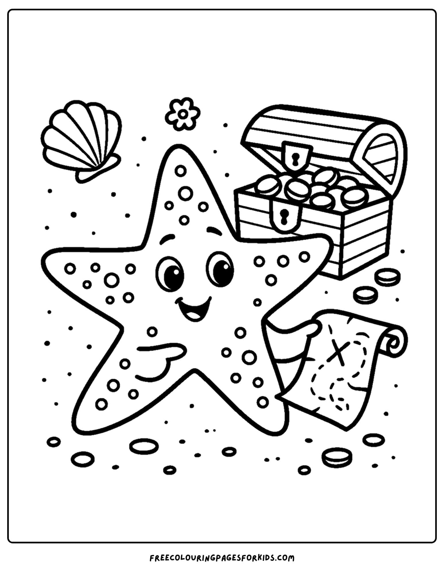 a starfish with a treasure chest