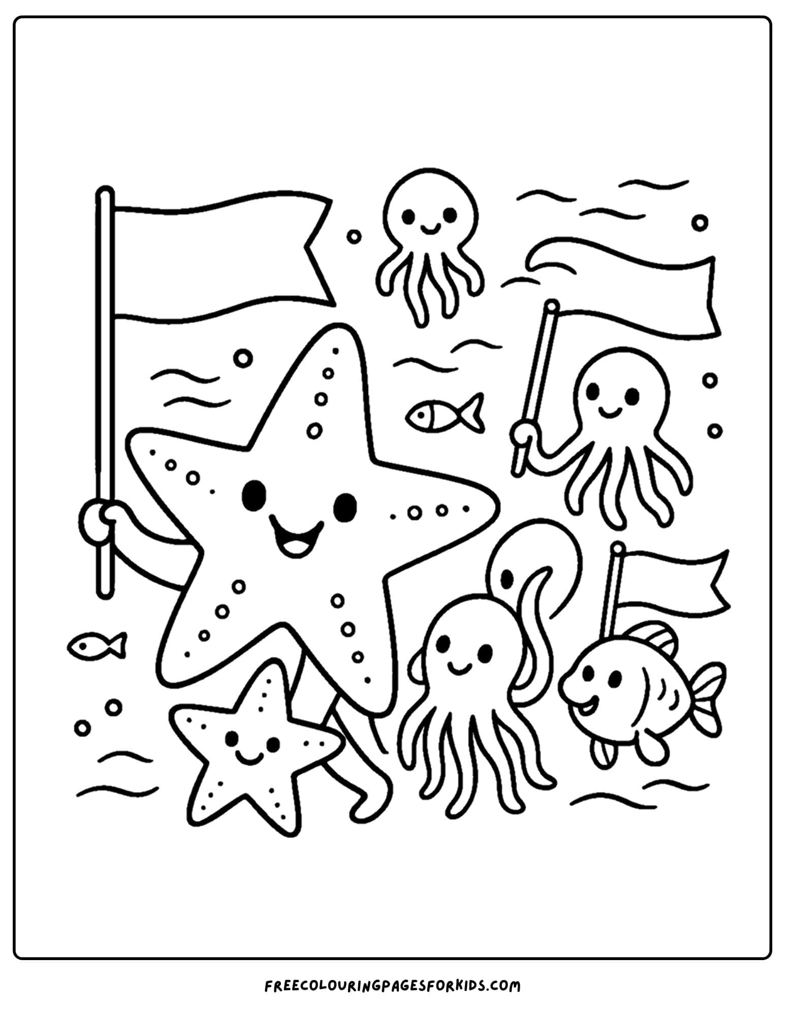 a starfish leading a parade