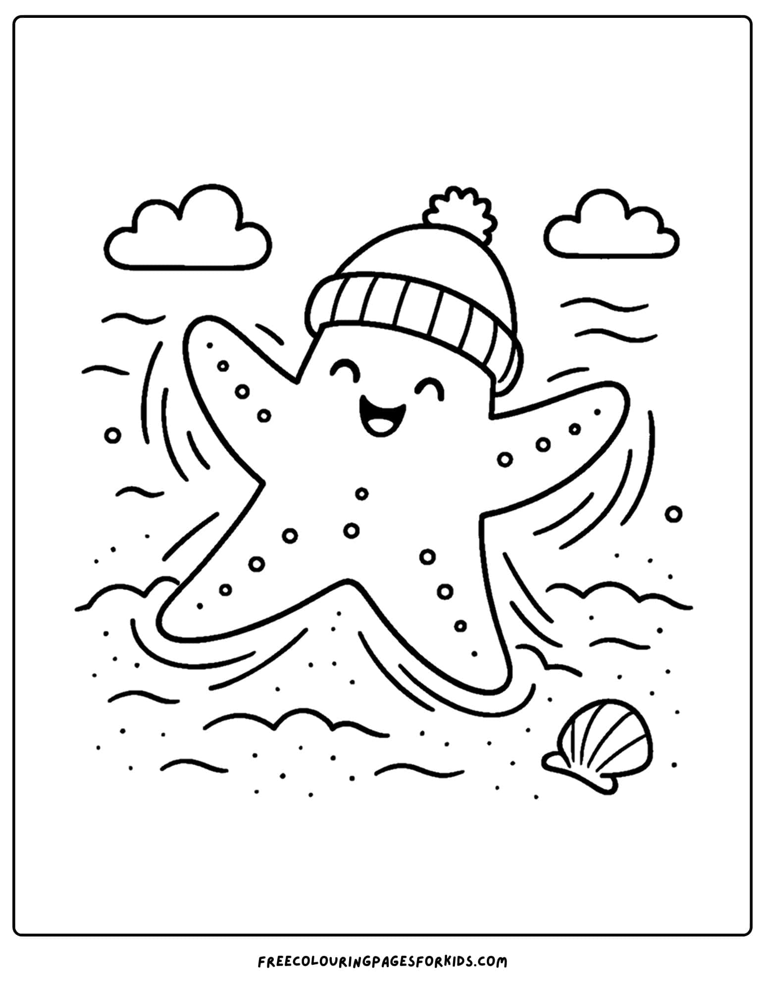 a starfish making a sand angel