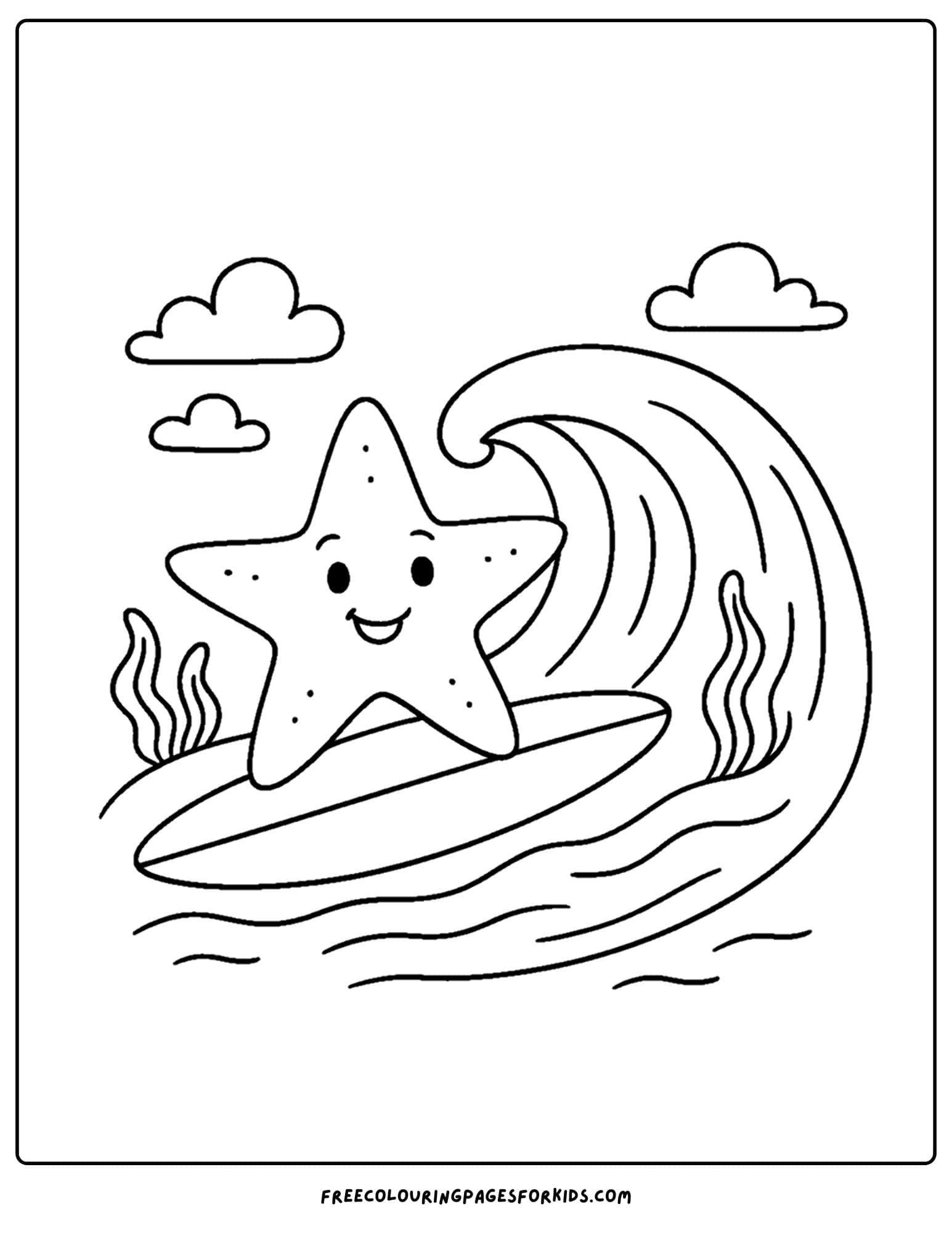 a starfish surfing a wave