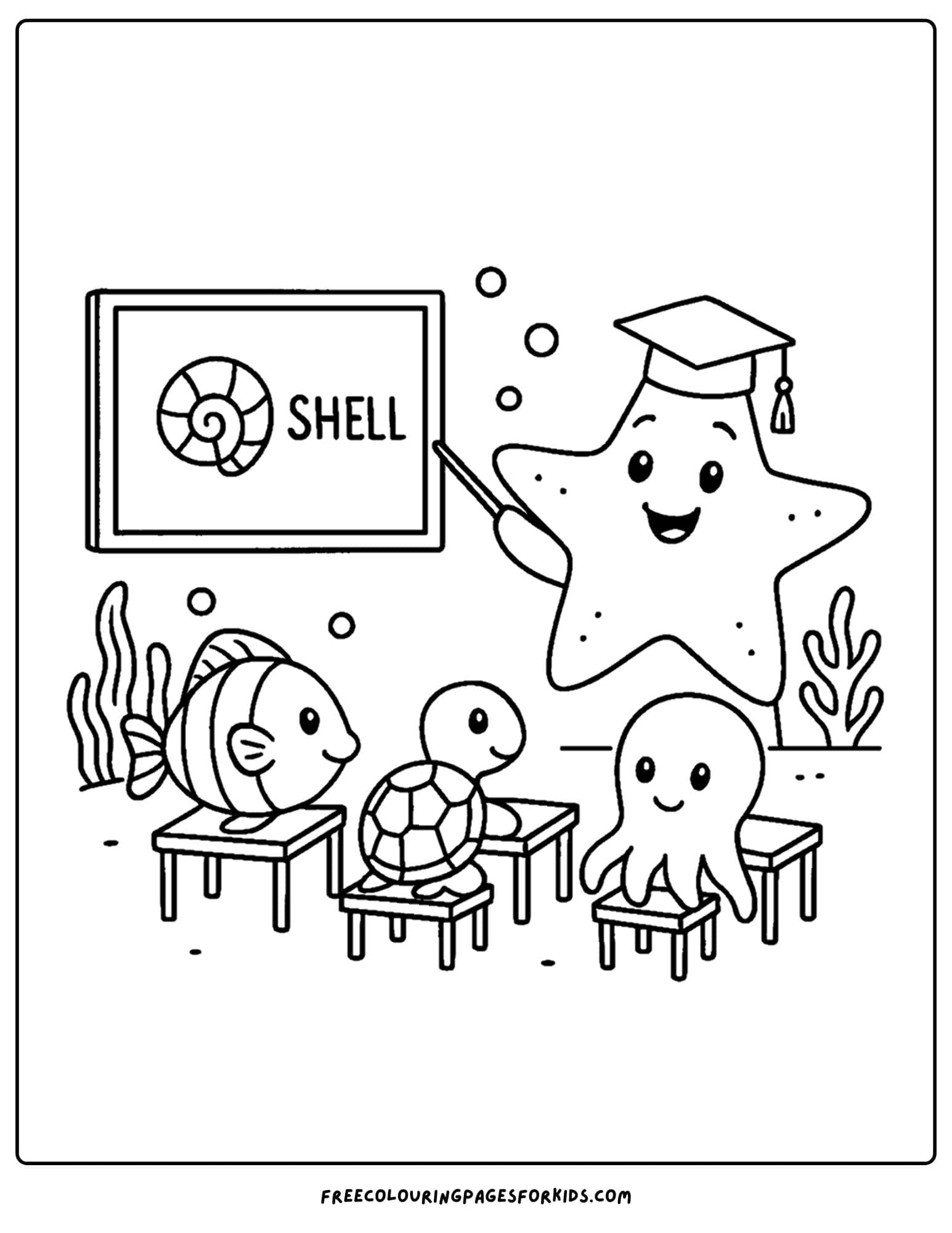 a starfish teacher in an underwater class