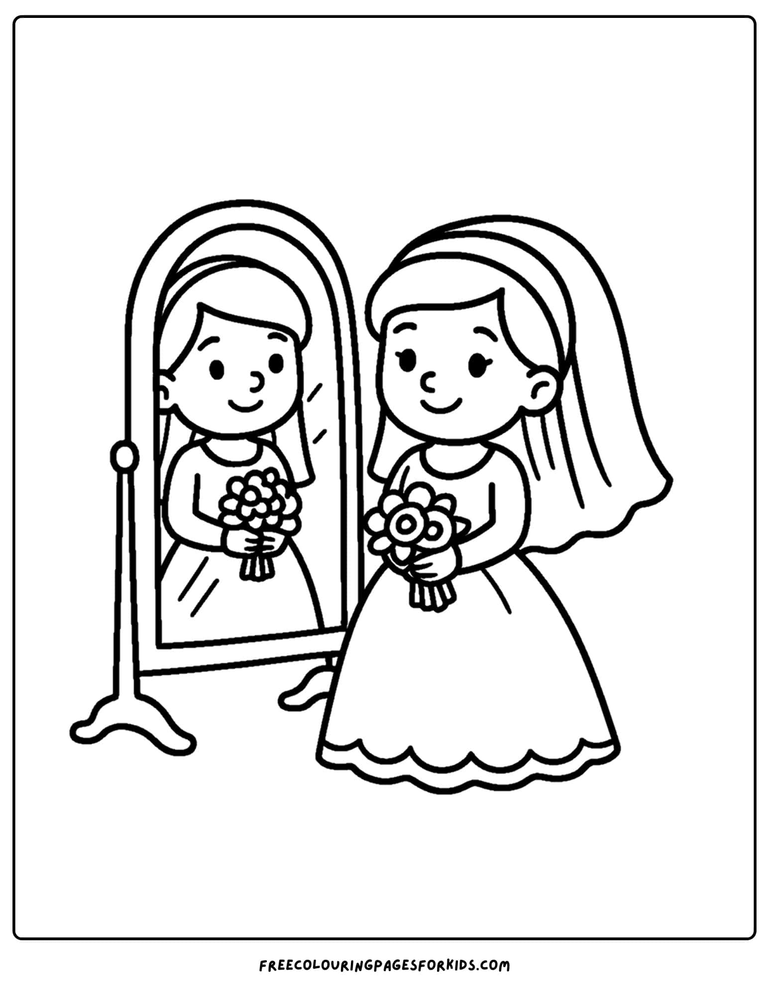 a bride getting ready in front of a mirror