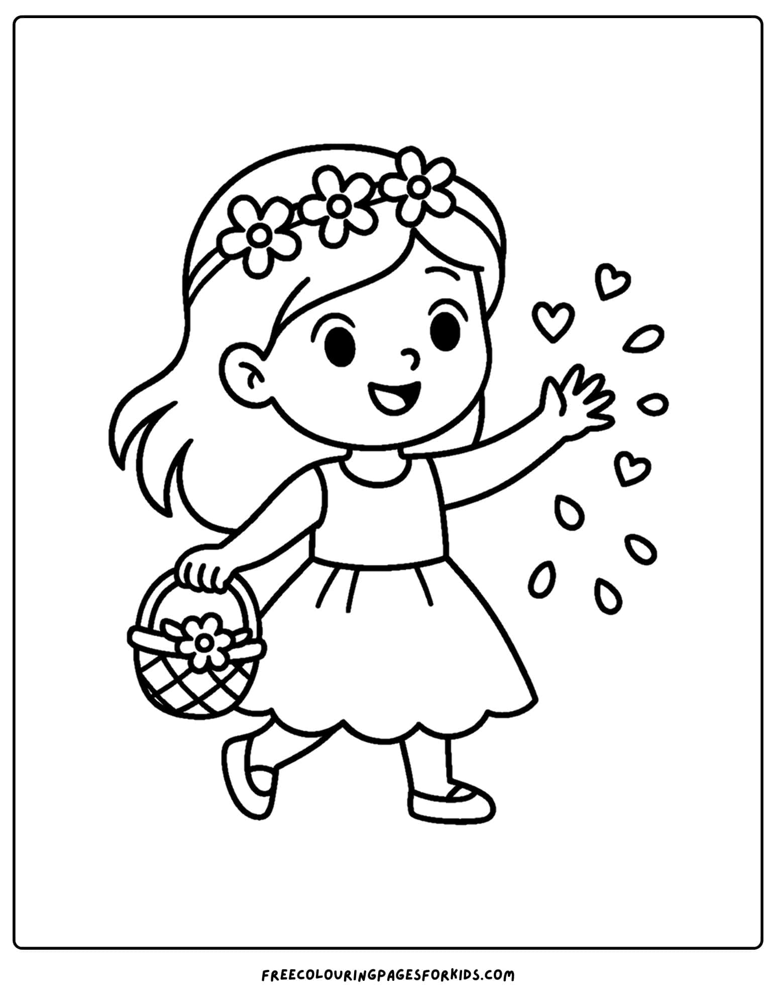 a flower girl spreading petals