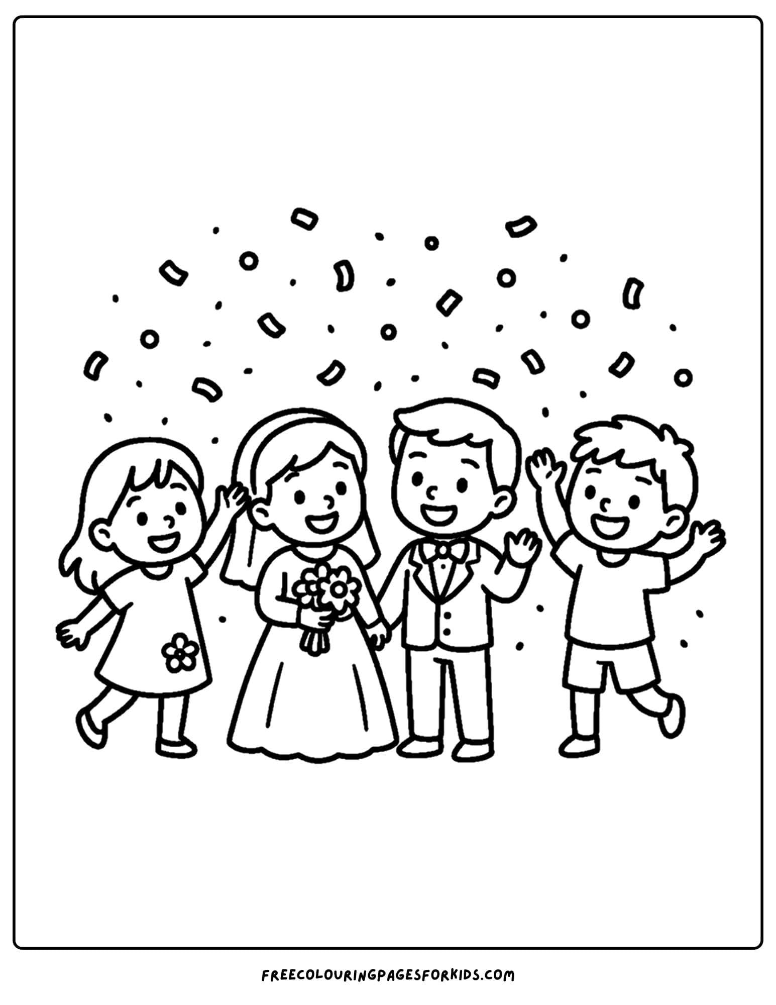 wedding guests throwing confetti