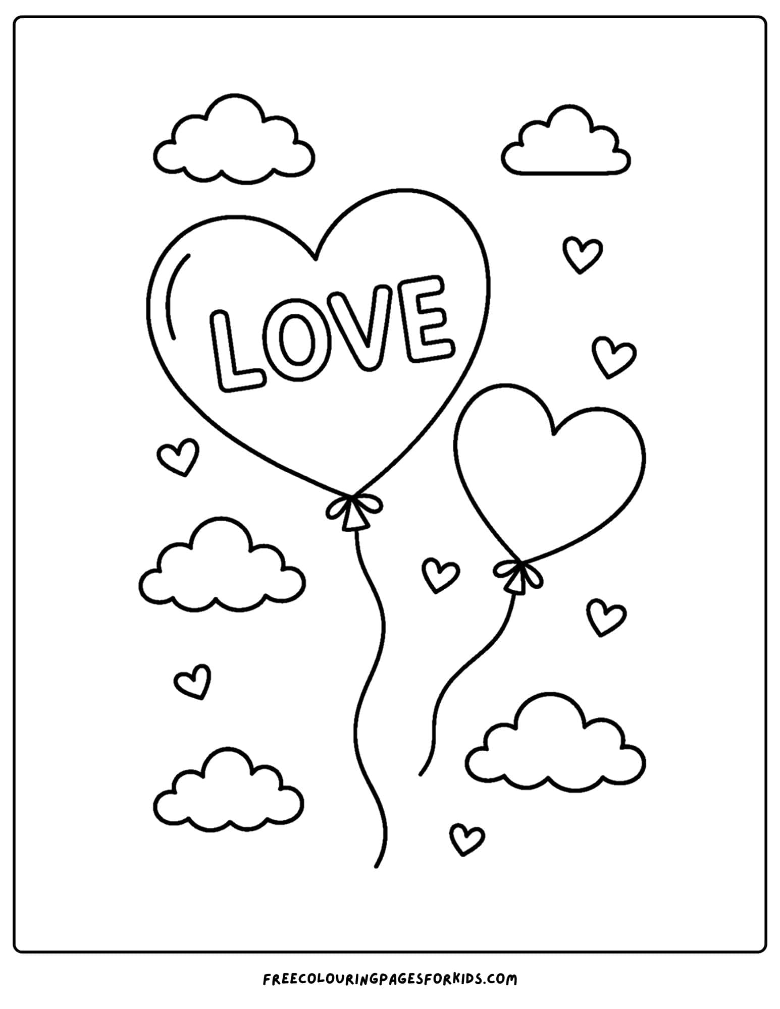 heart shaped balloons with love written on them