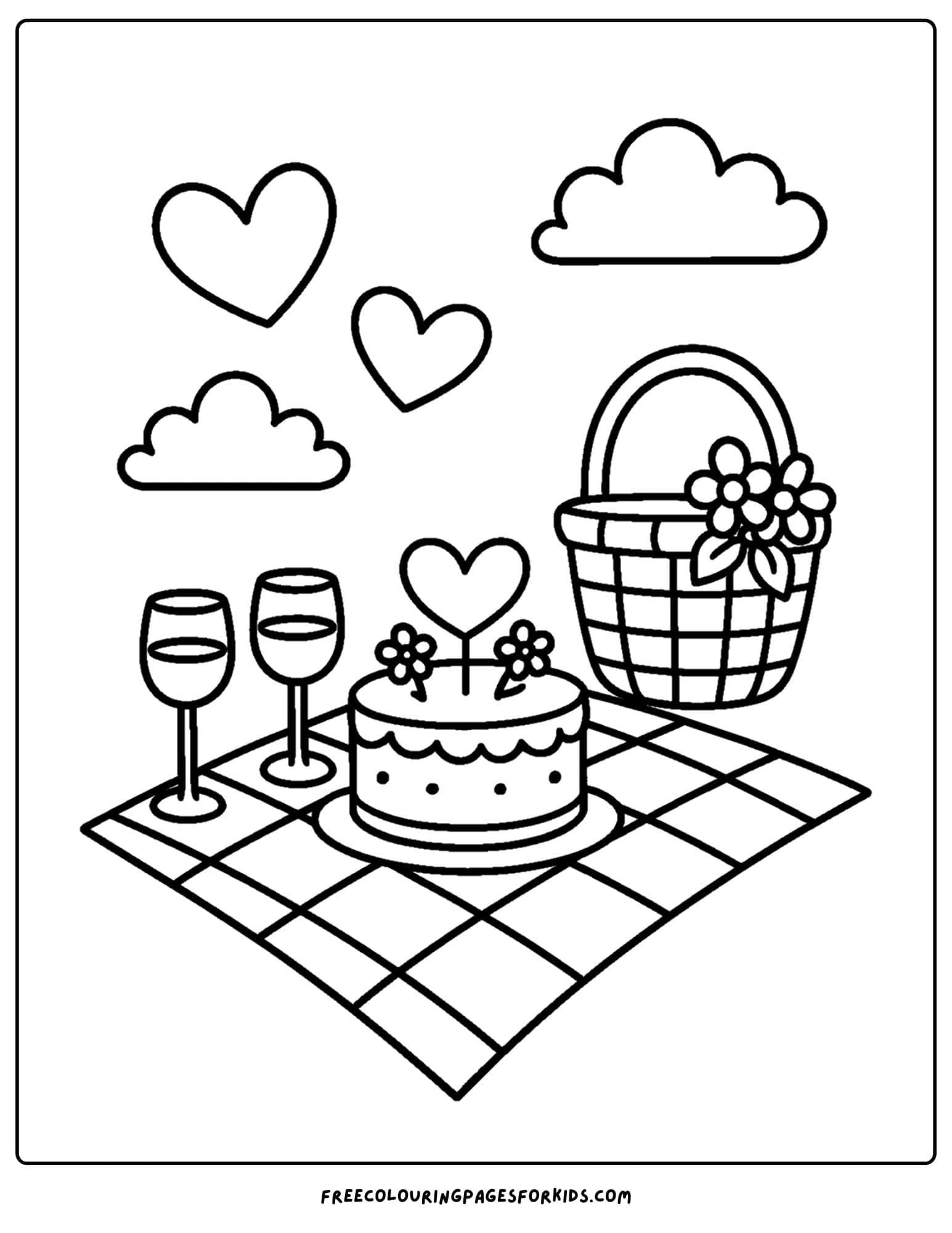 a romantic picnic setting with wedding cake