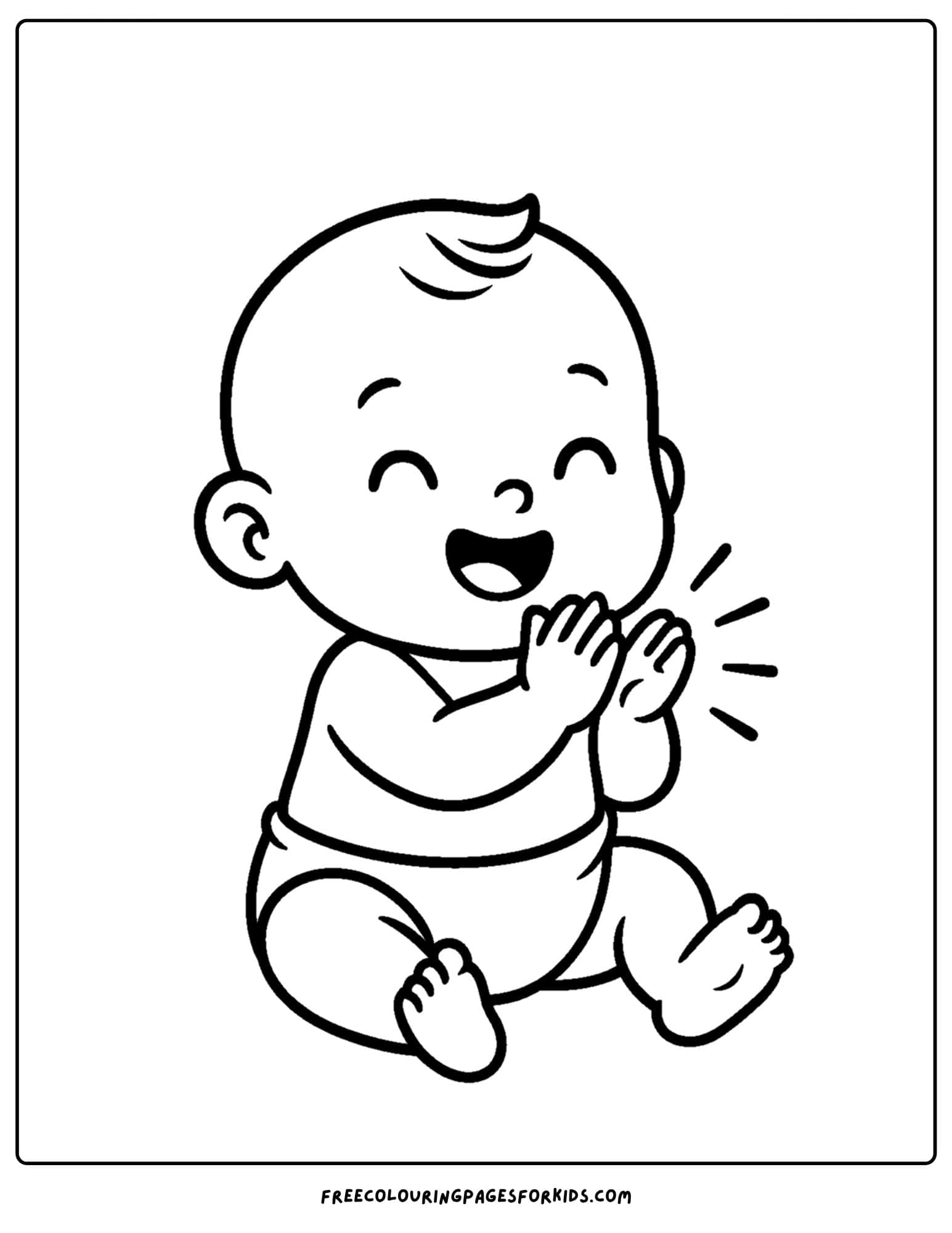 a coloring page of a baby clapping its hands