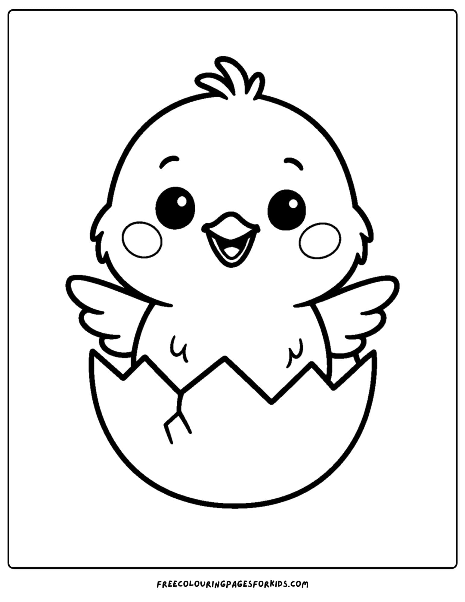 a bird hatching from an egg coloring page