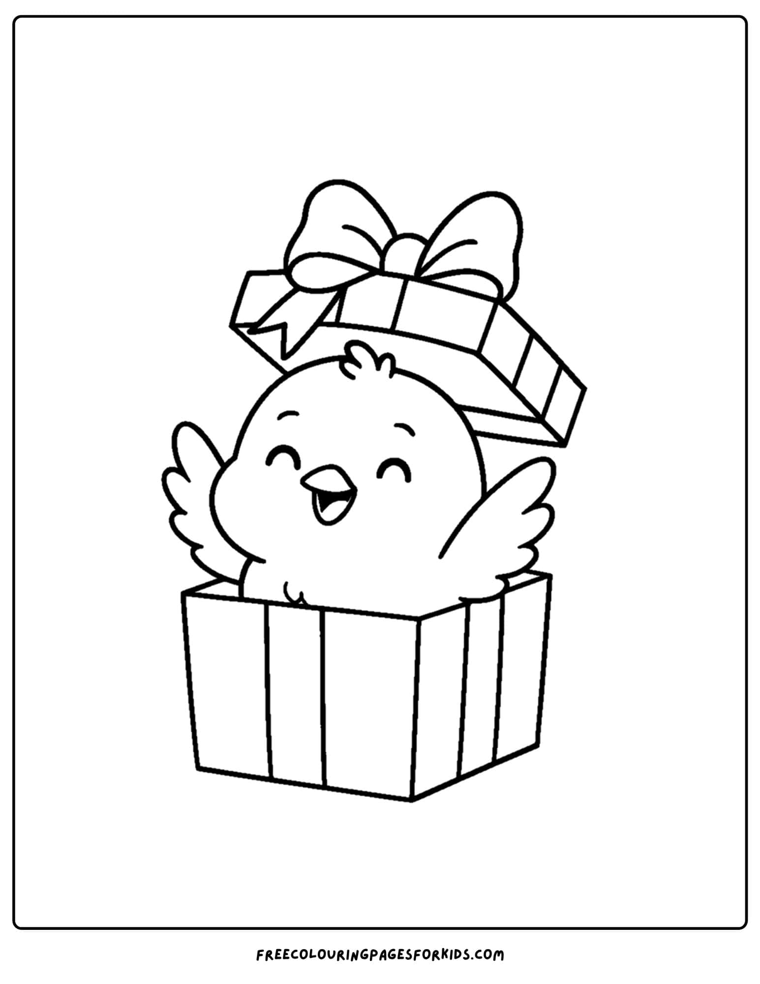 a bird in a gift box coloring page
