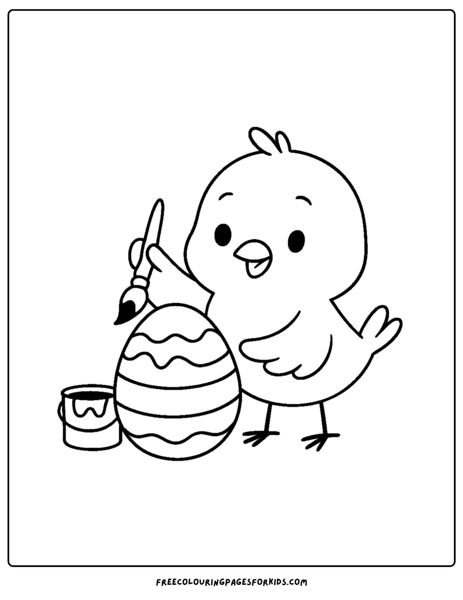 a bird painting an egg coloring page