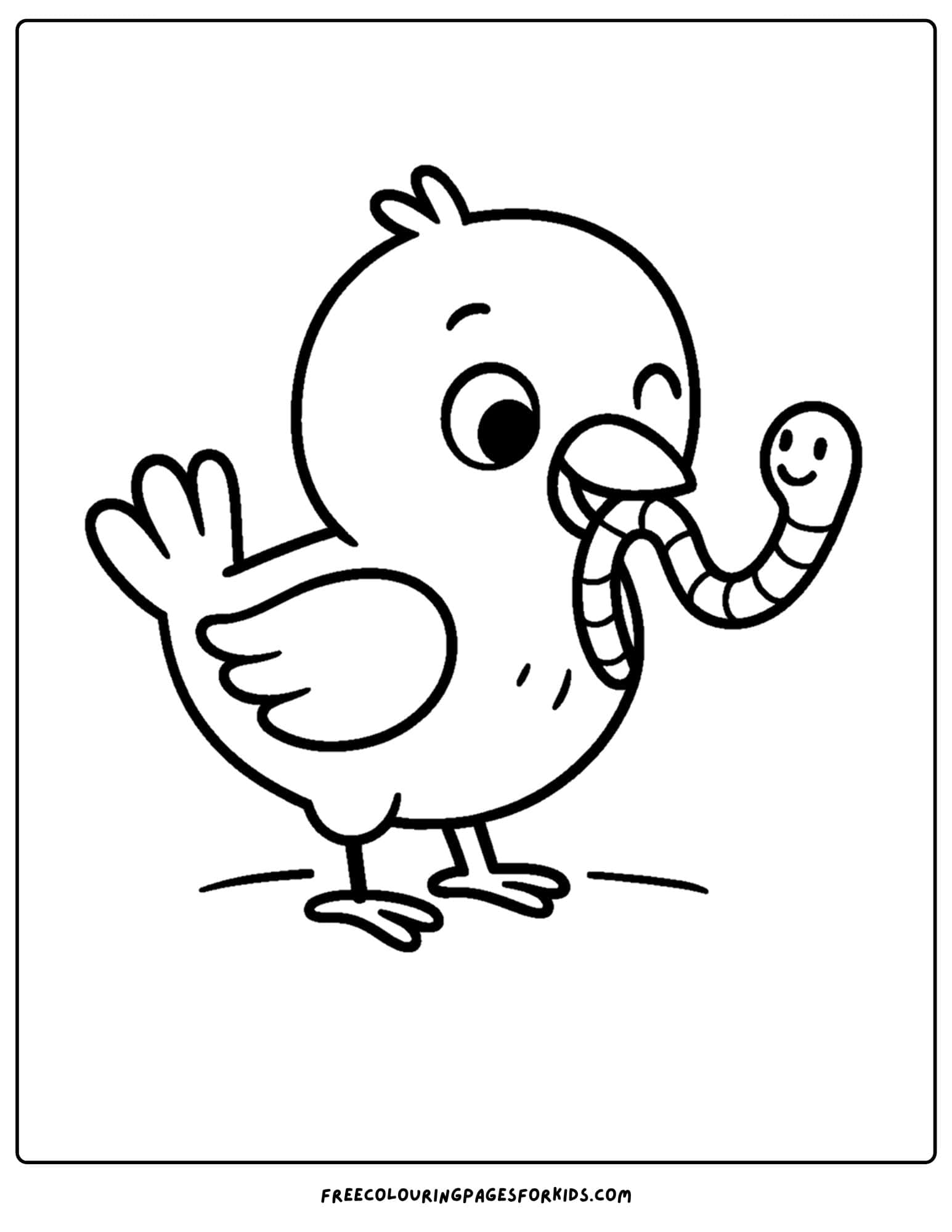 a bird eating a worm coloring page