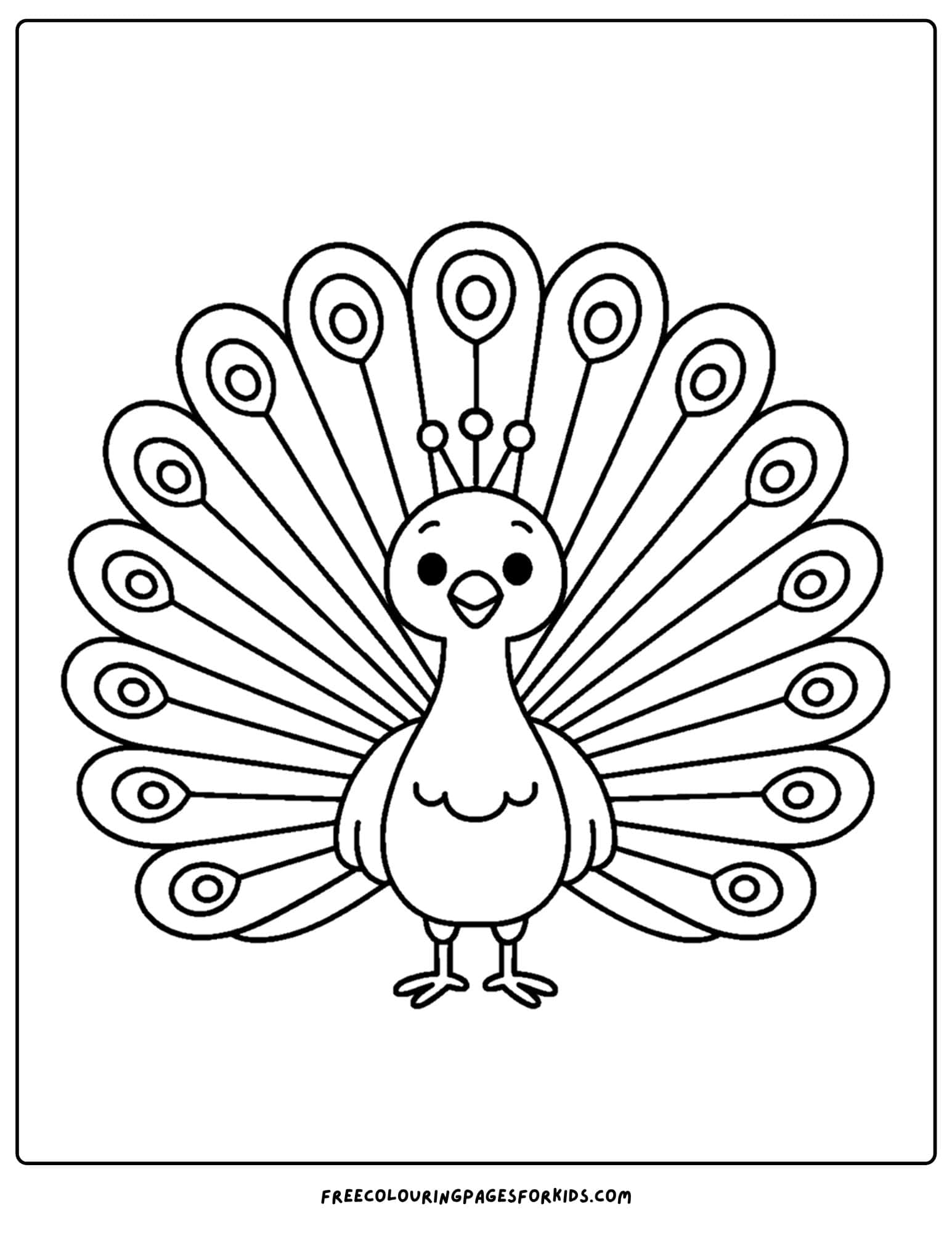 a peacock showing off its feathers coloring page