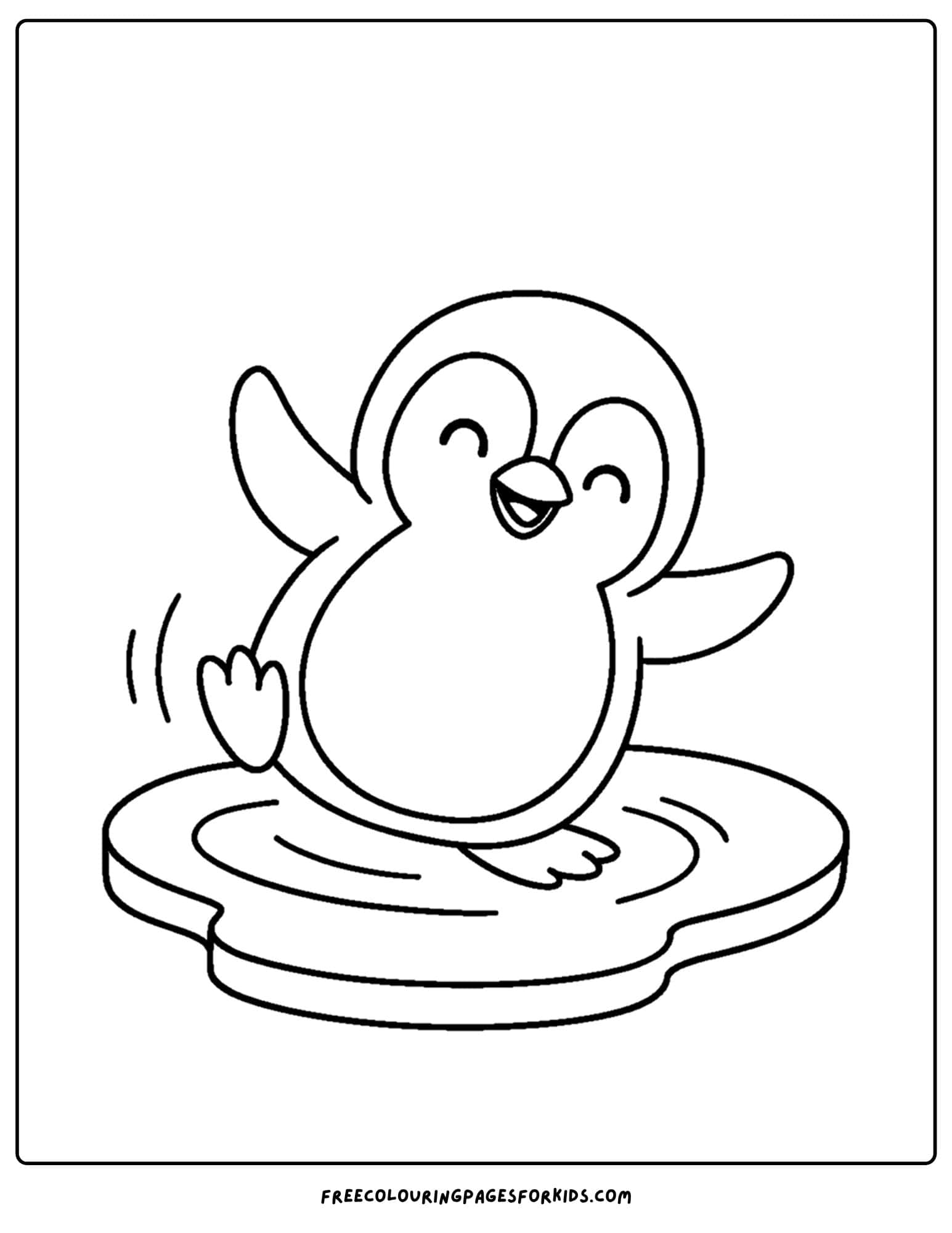 a penguin dancing on the ice coloring page