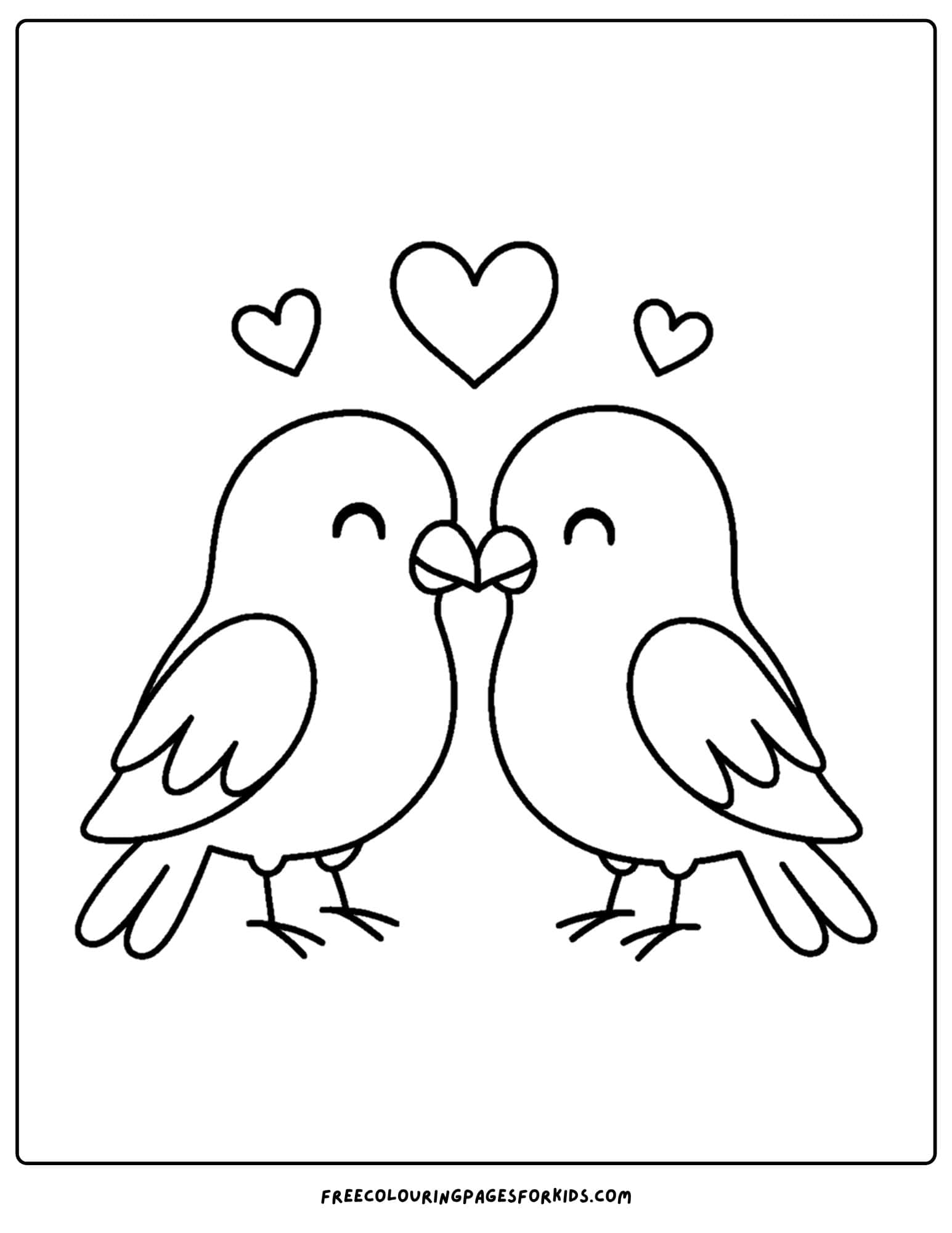 two love birds with a heart above them coloring page