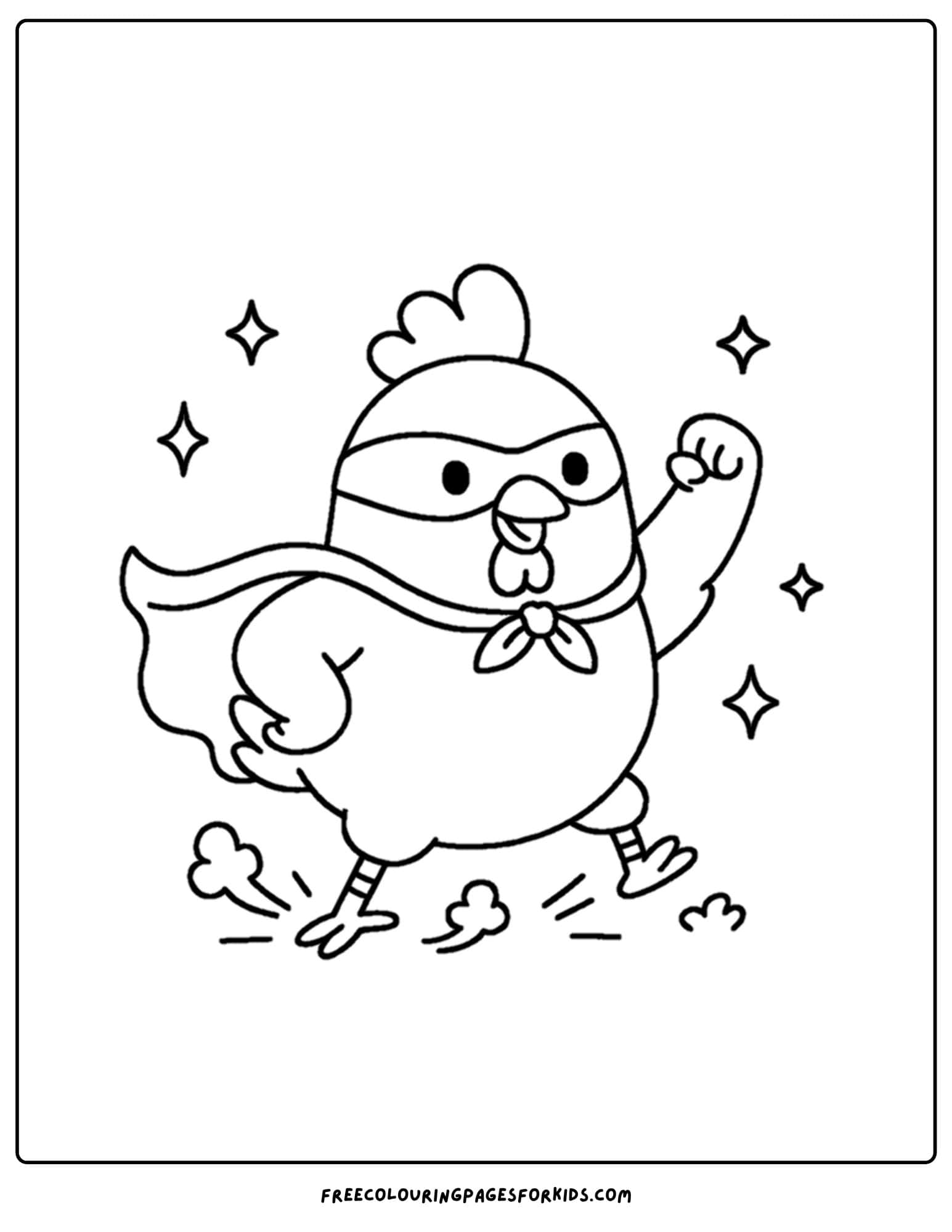 a coloring page of a chicken superhero