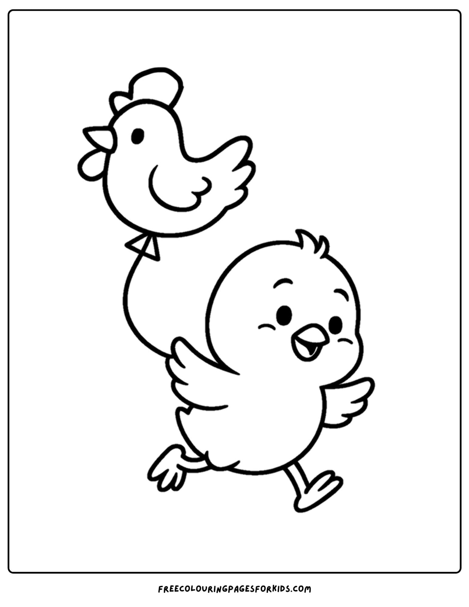 a coloring page of a chicken with a chicken kite