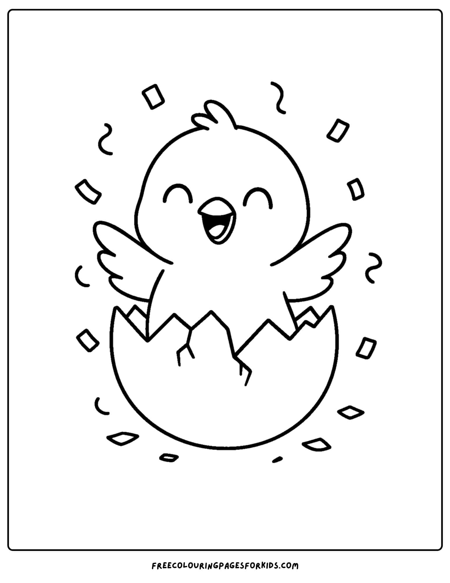 a coloring page of a chicken hatching from an egg