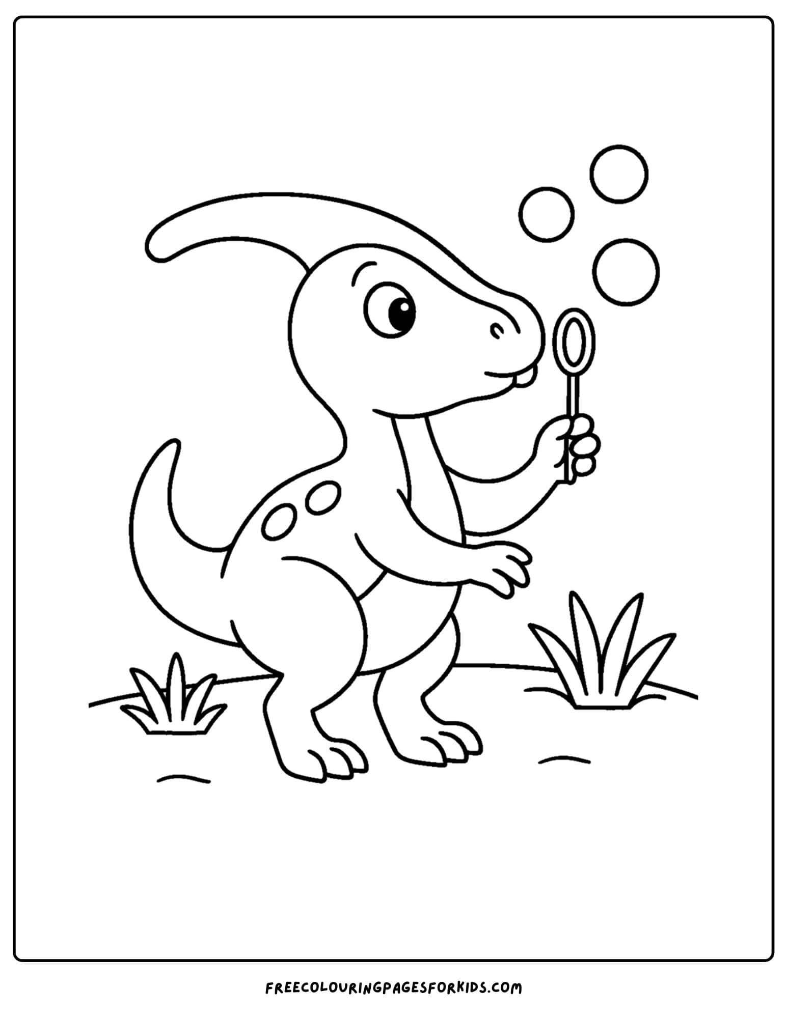 a dinosaur coloring page featuring a parasaurolophus