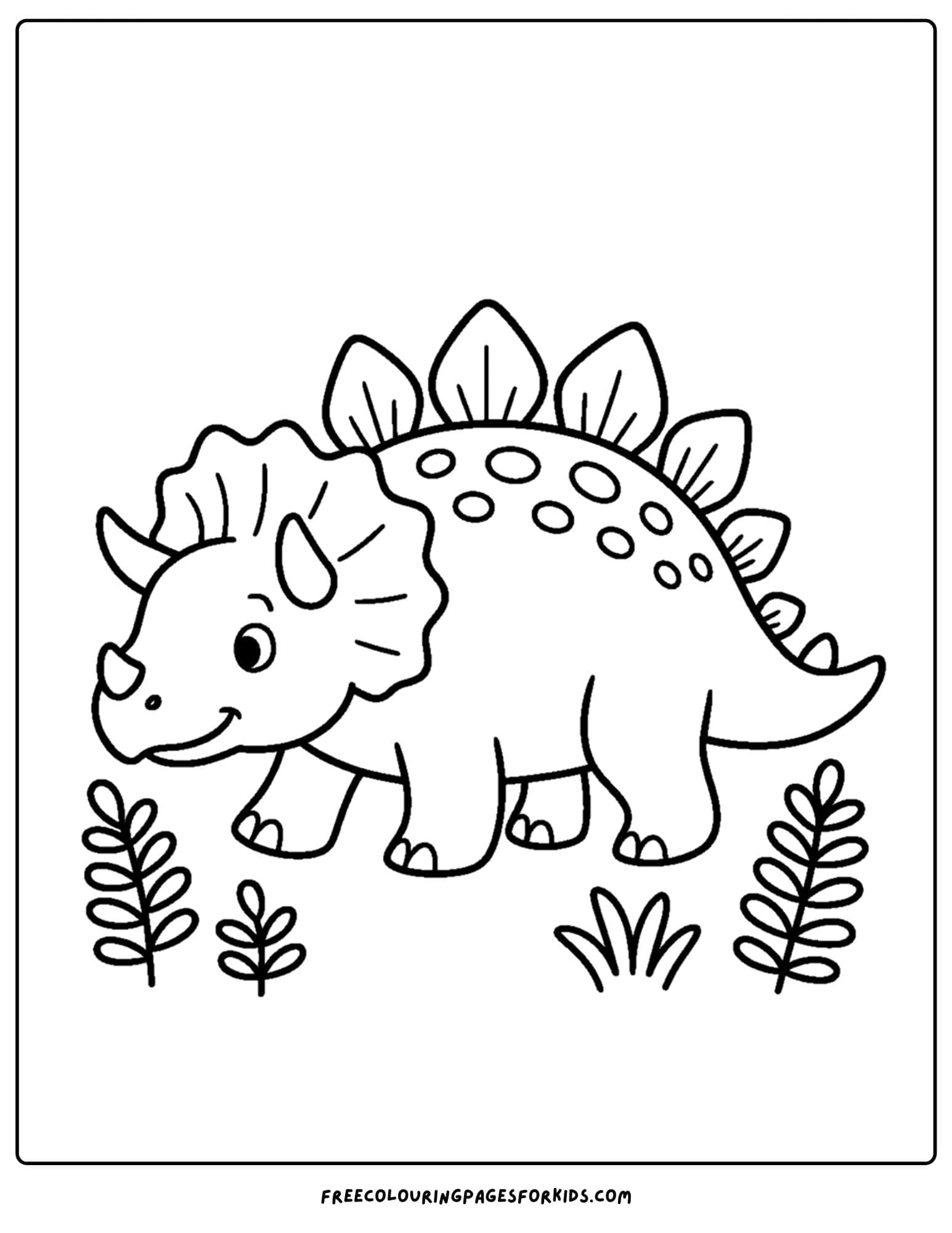 a dinosaur coloring page featuring a triceratops