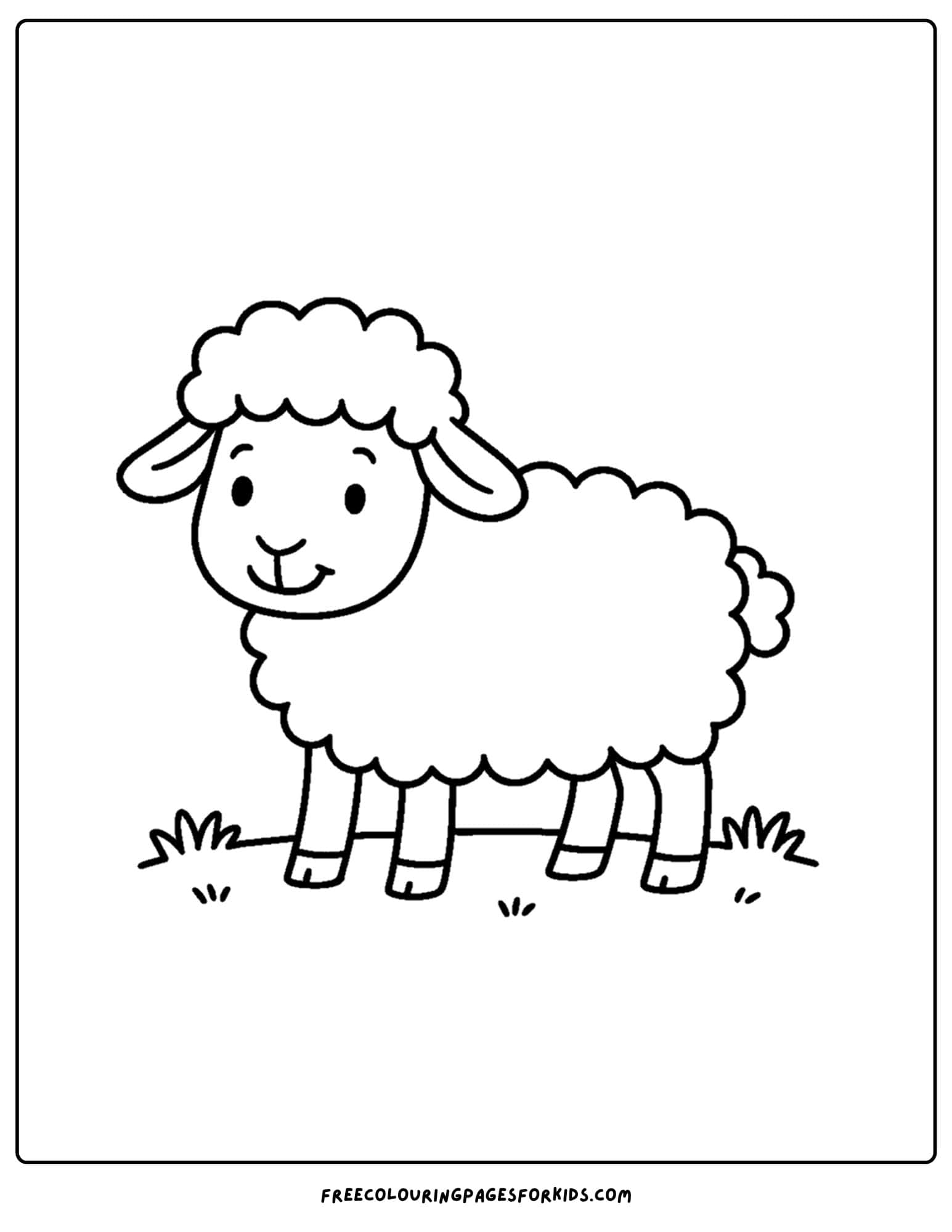 a farm coloring page featuring a sheep in a field