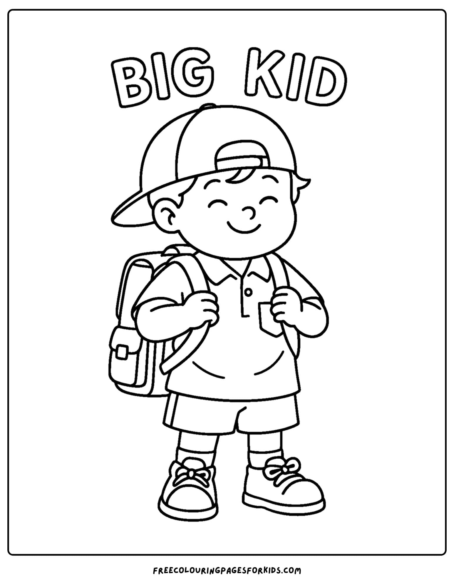 a coloring page for the first day of school featuring a boy ready for school