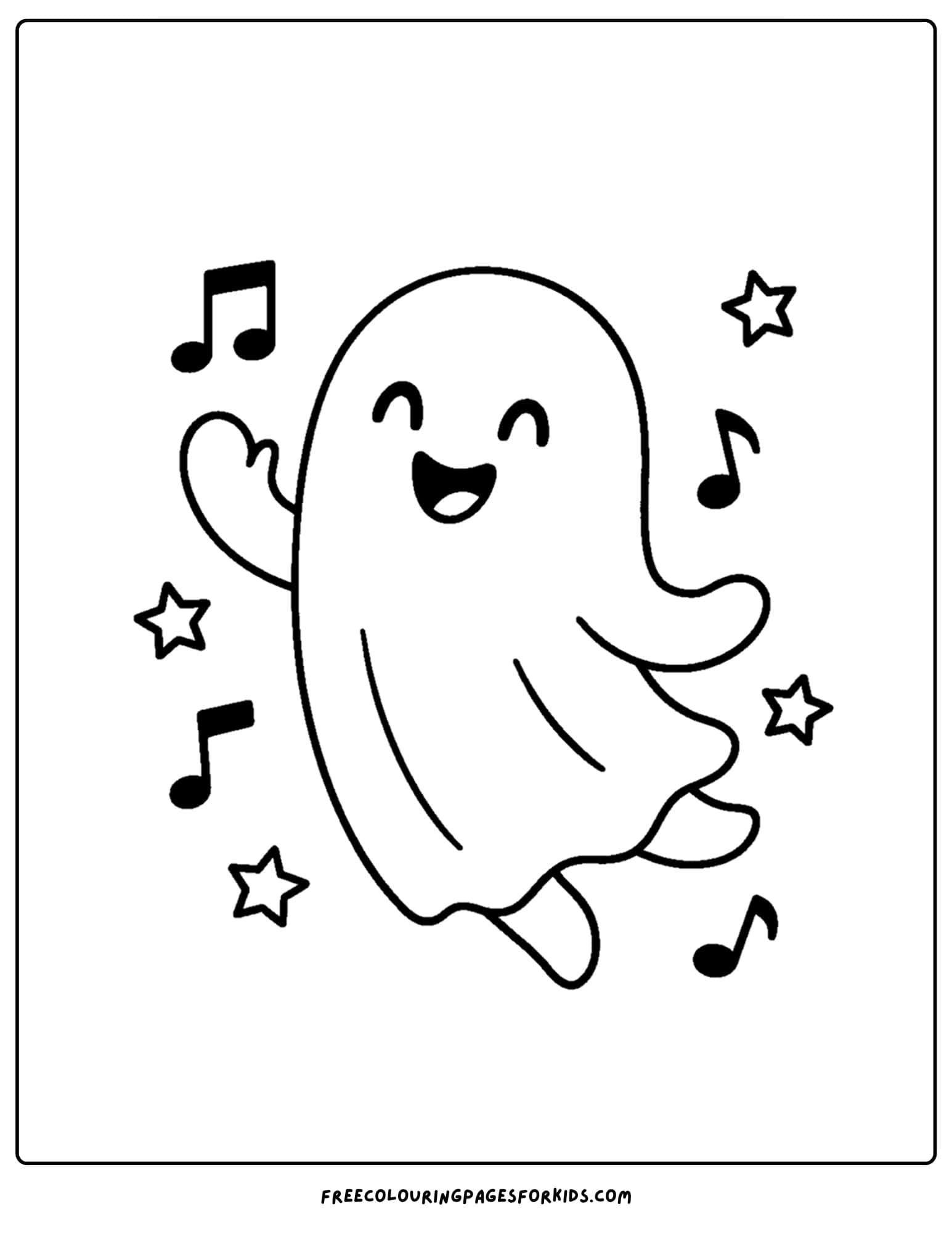 a ghost dancing to music coloring page