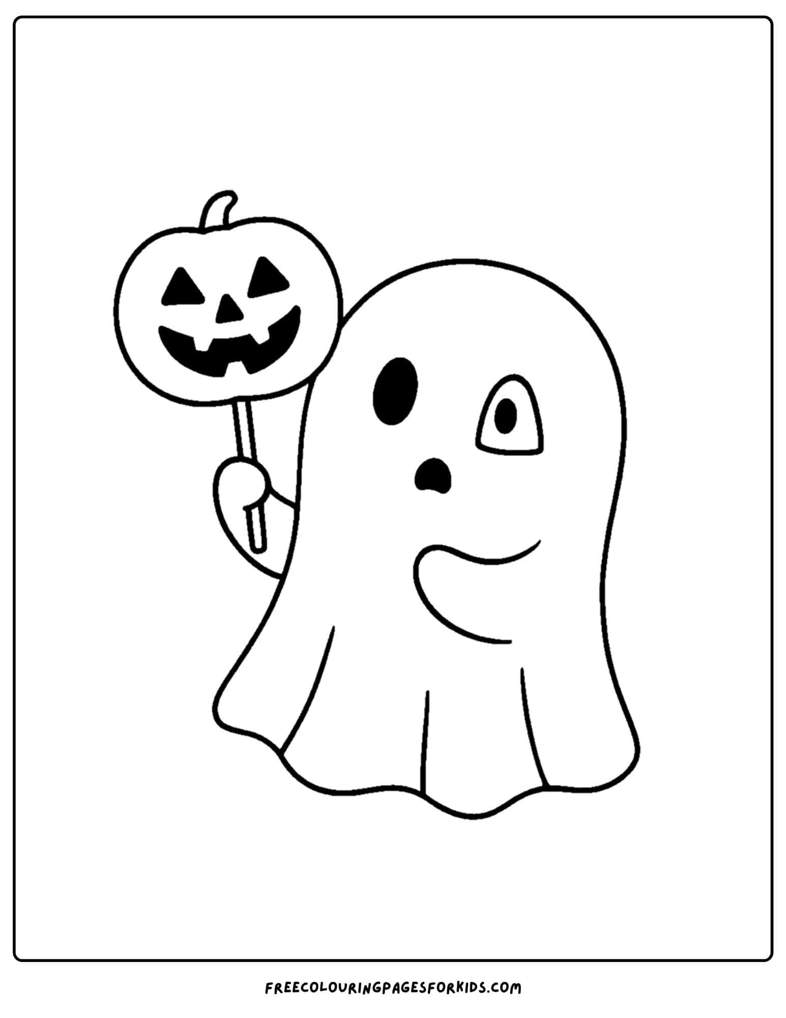 a ghost with a pumpkin mask coloring page