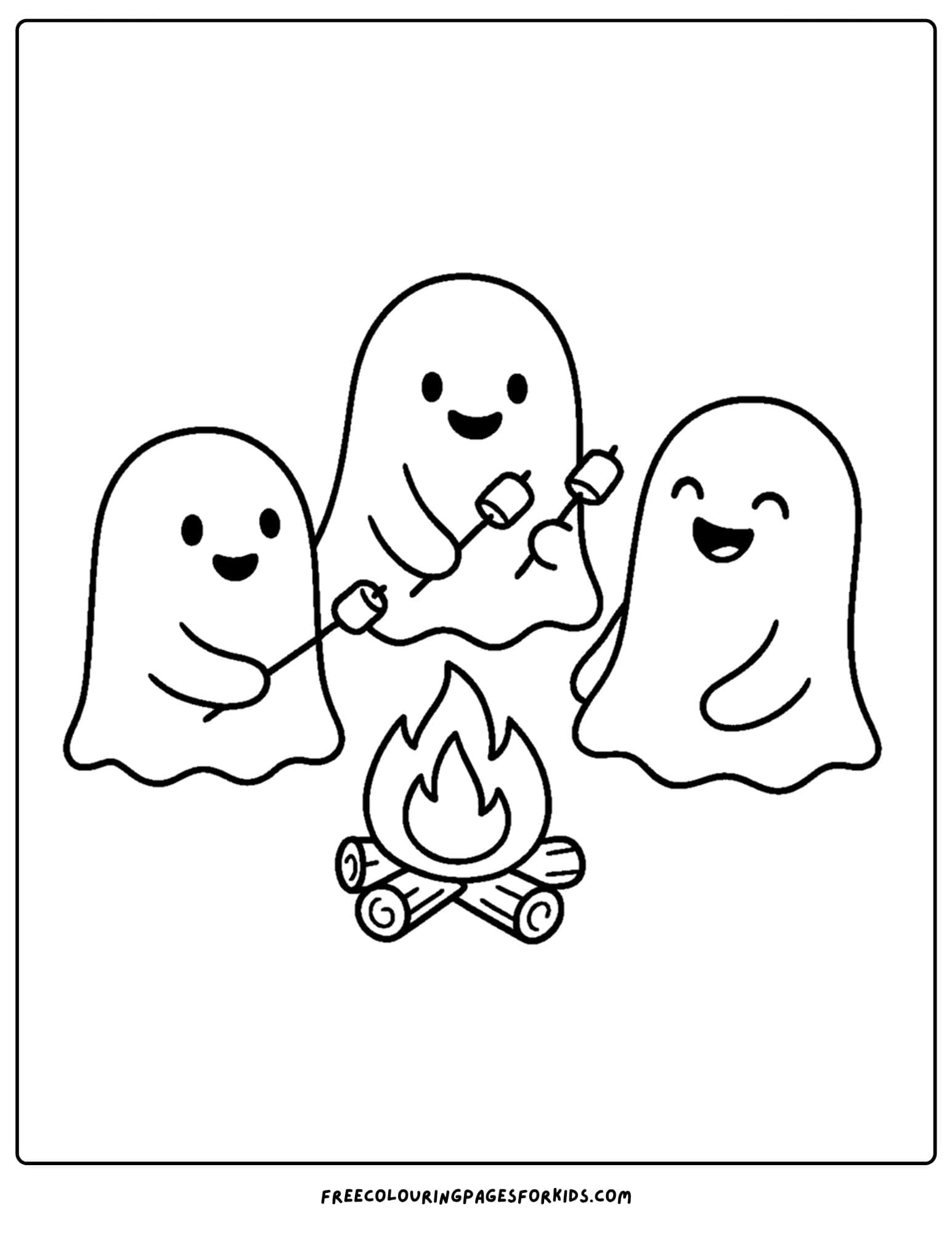 ghosts roasting marshmallows coloring page