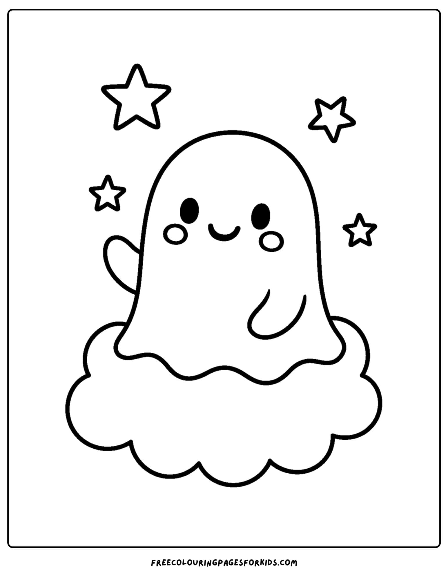 a ghost sitting on a cloud coloring page
