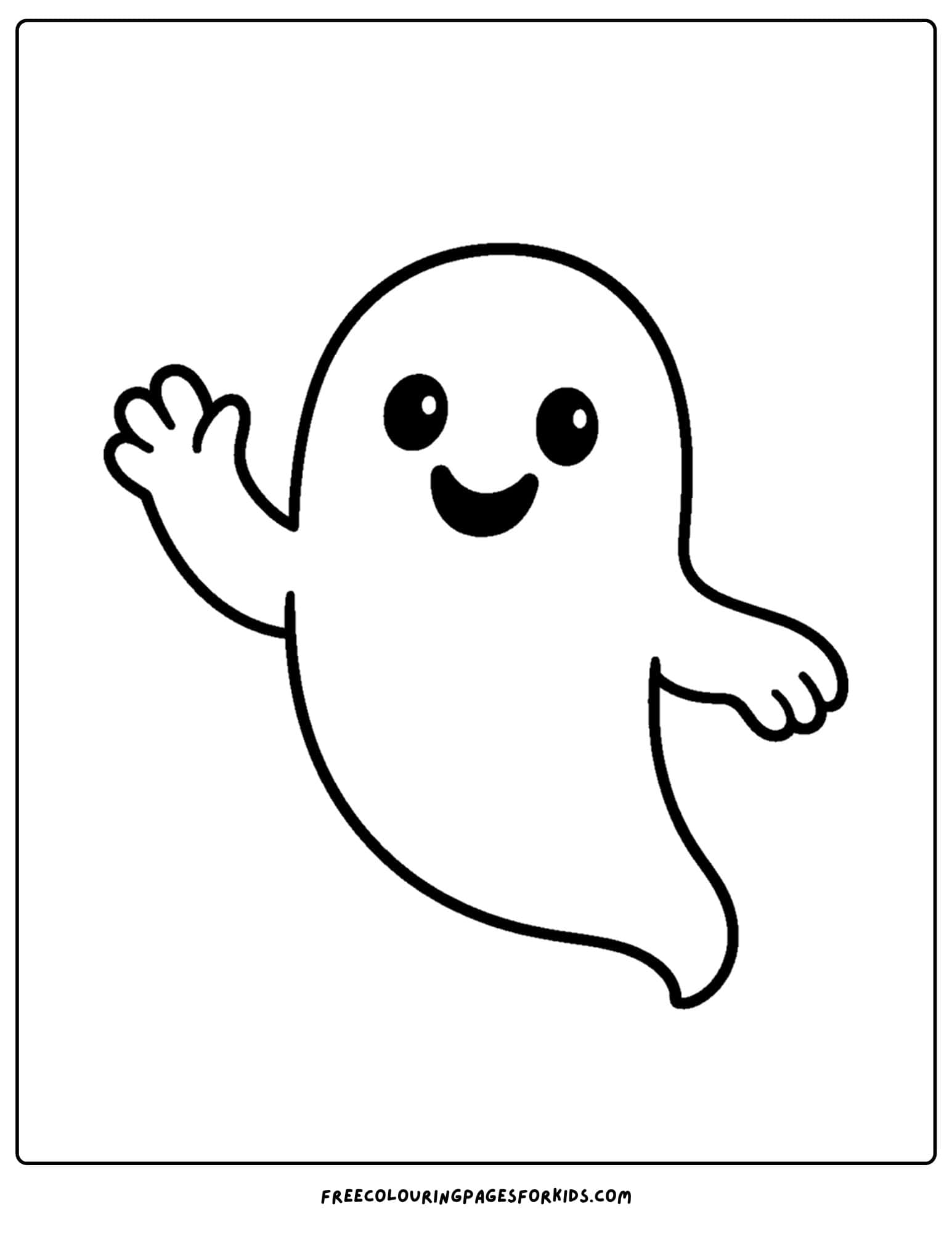 a ghost waving coloring page
