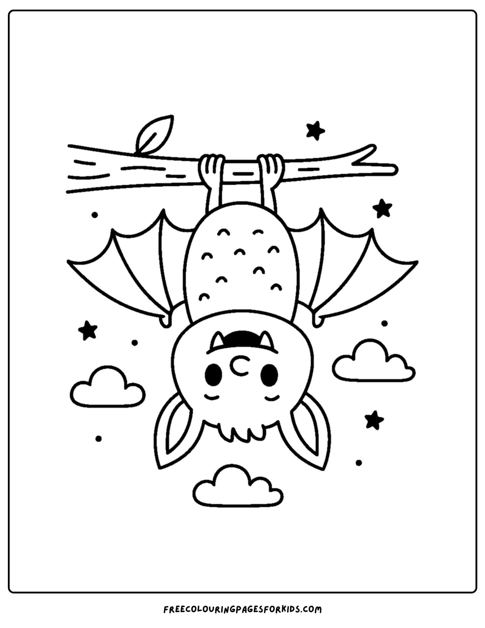 a halloween coloring page of a spooky bat