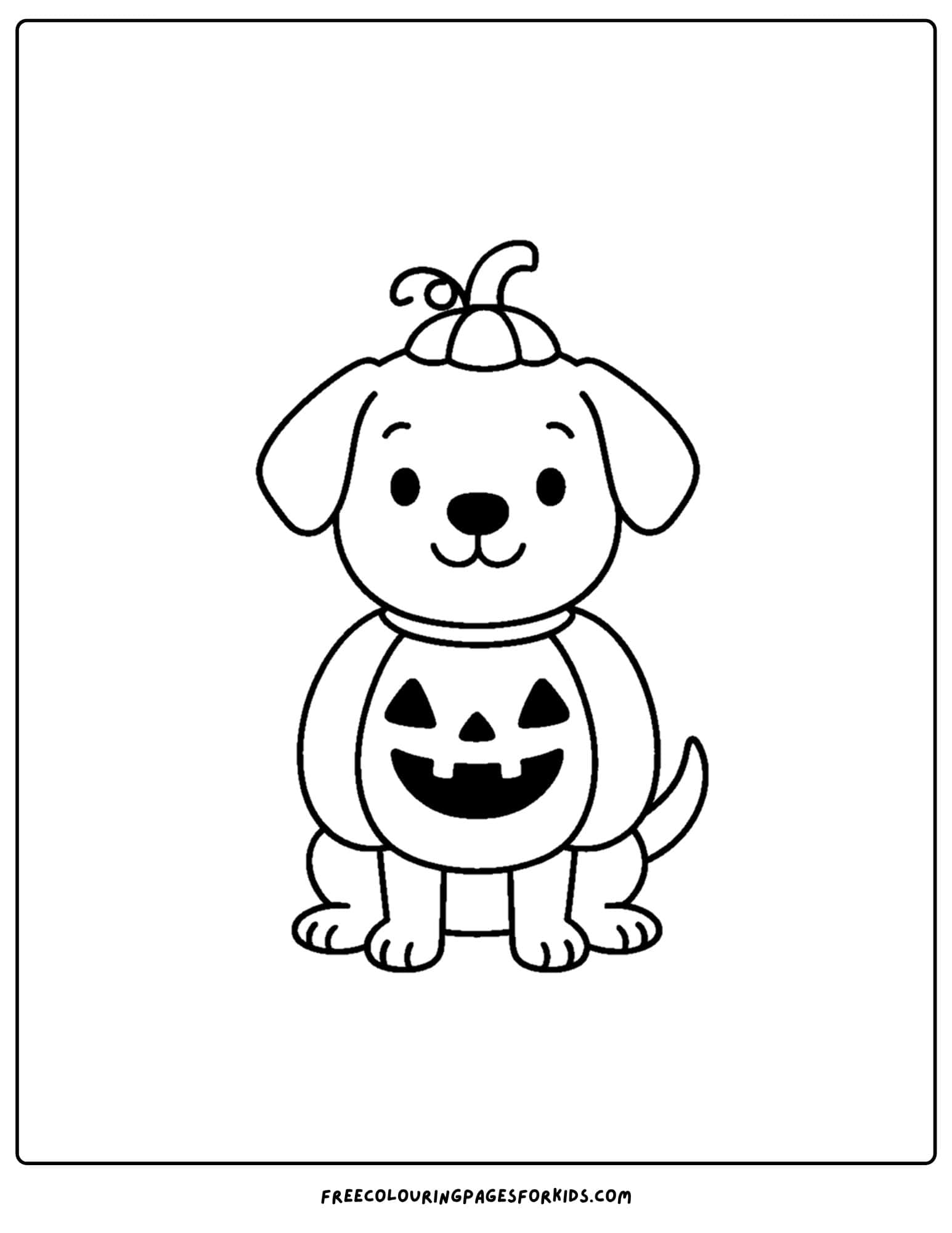 a halloween coloring page of a dog dressed up for halloween