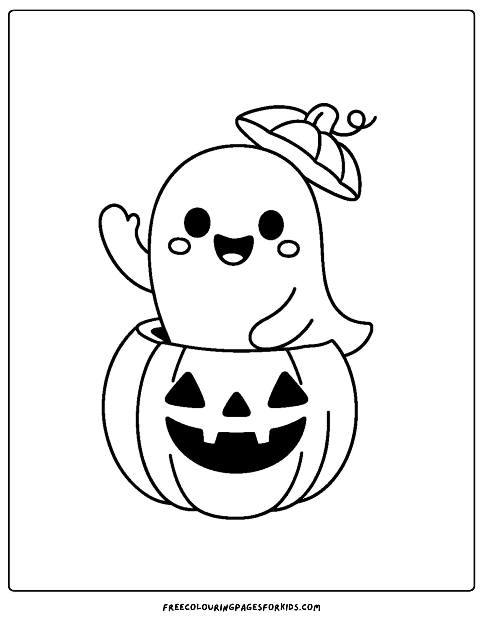 a halloween coloring page of a ghost coming out of a pumpkin