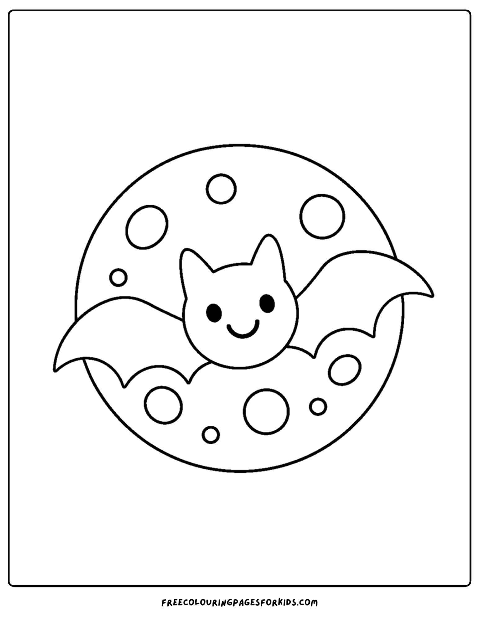 a halloween coloring page of a bat flying in the moon light