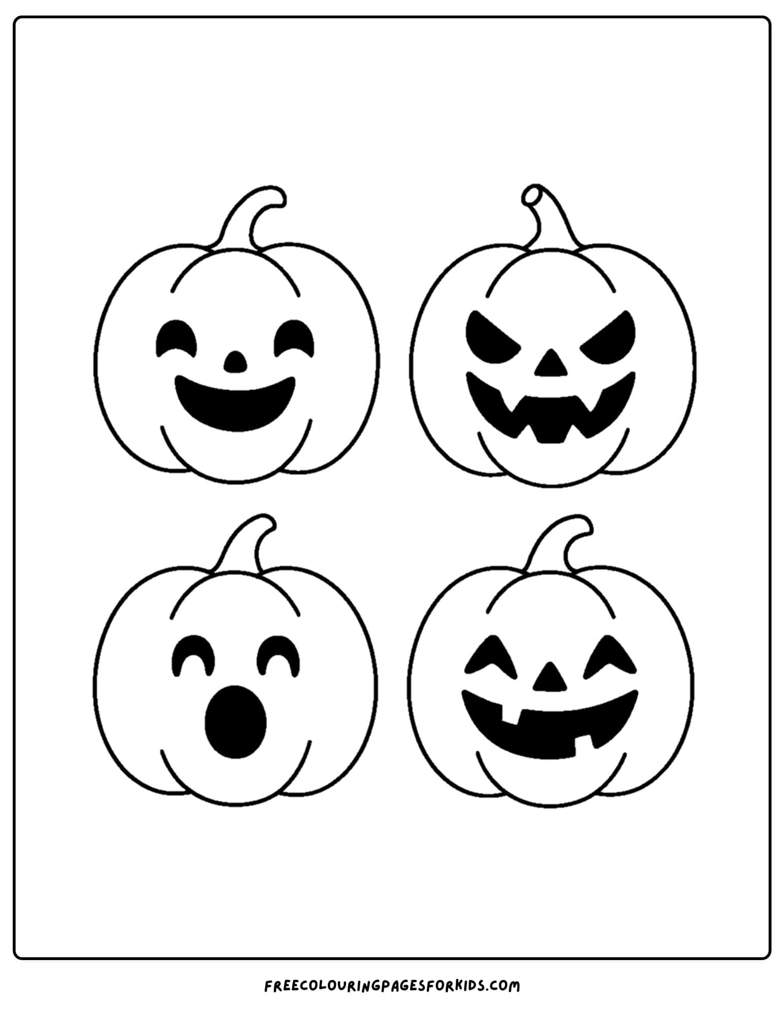 a halloween coloring page of spooky pumpkins