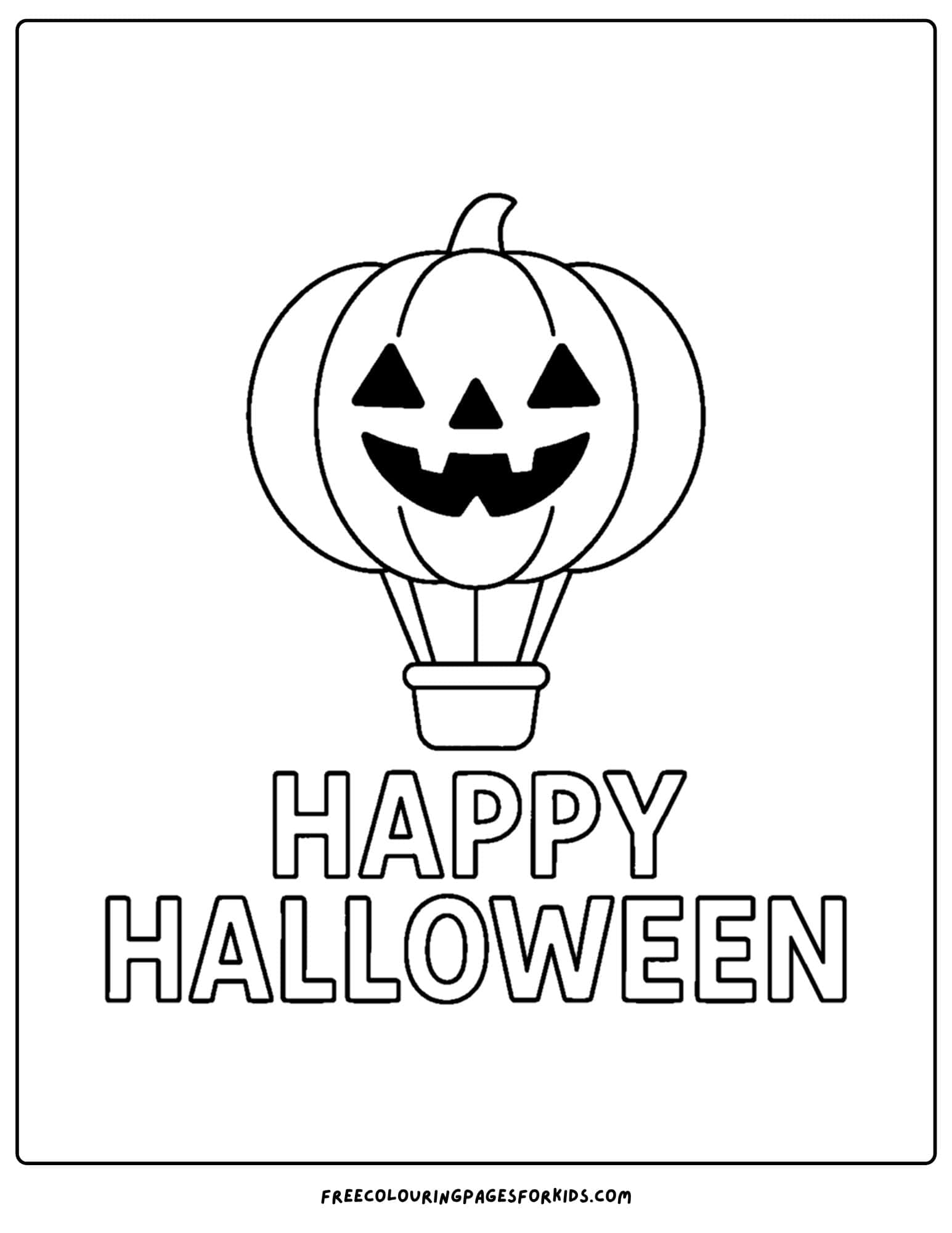 a halloween coloring page of a pumpkin shaped hot air balloon