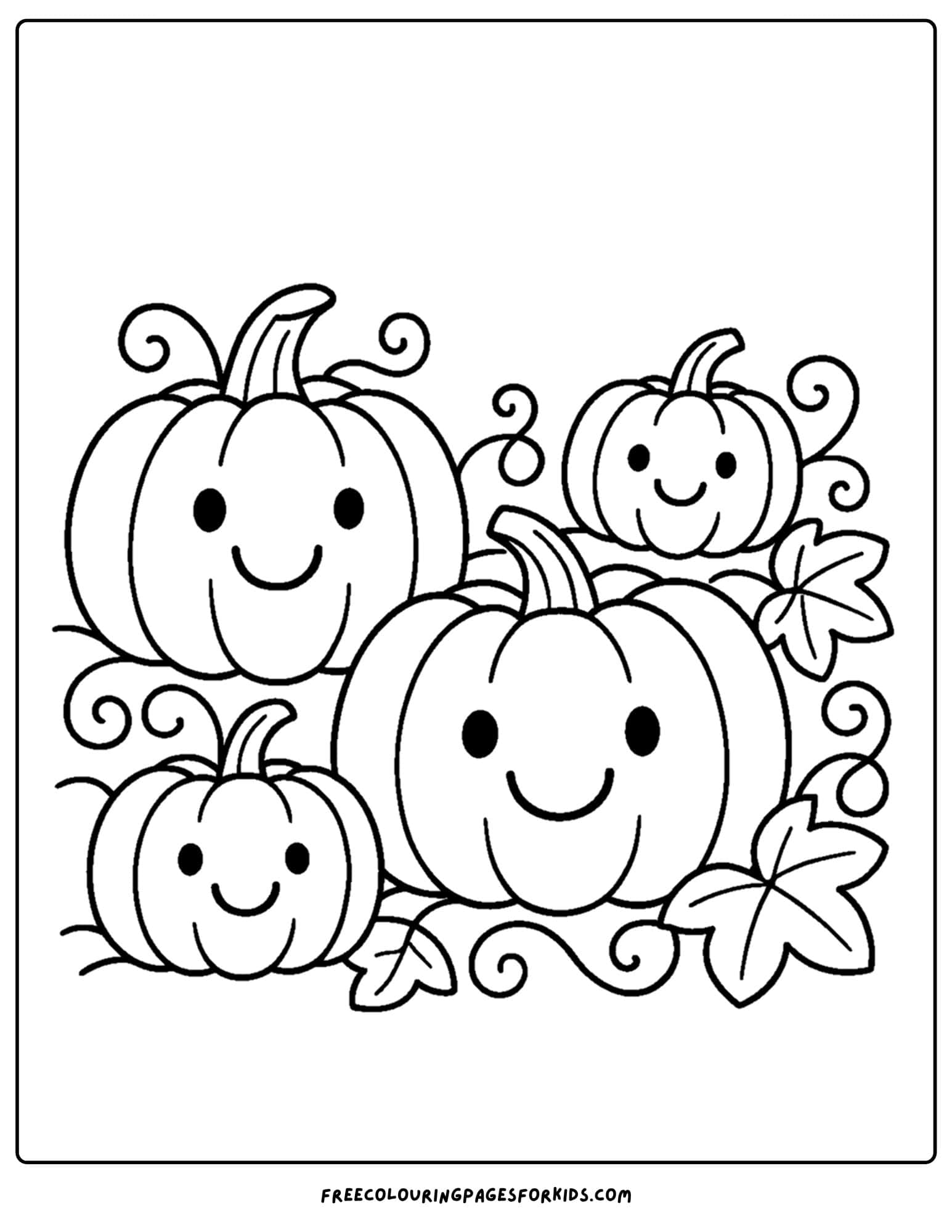 a halloween coloring page of a pumpkin patch