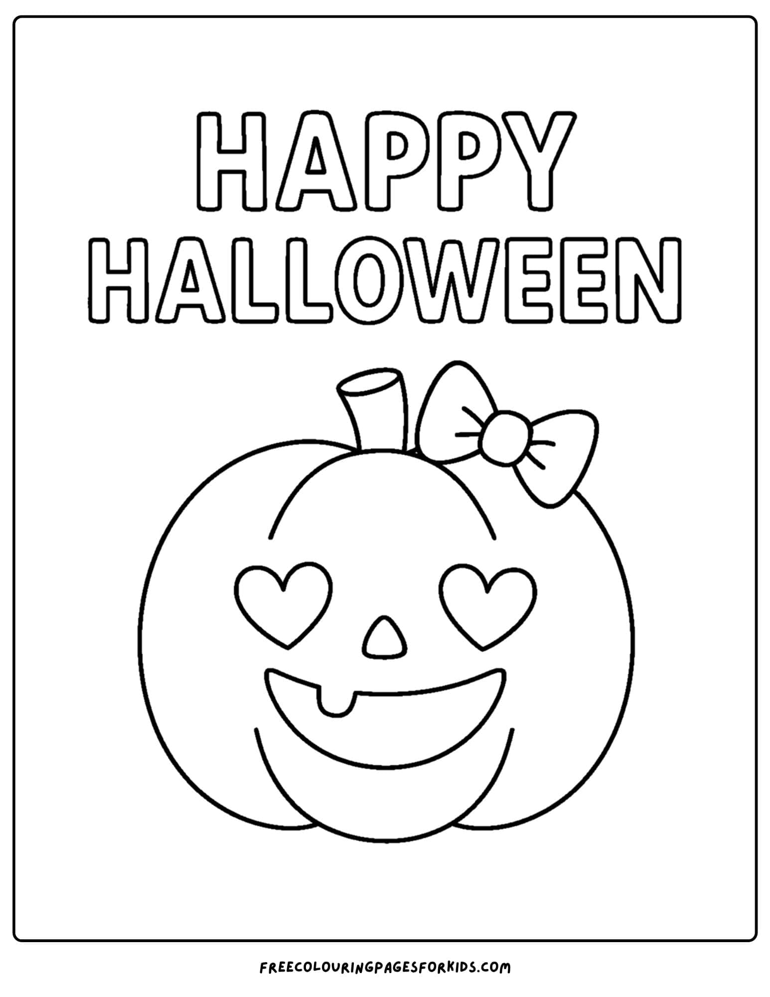 a halloween coloring page of pumpkin with the words happy halloween above it