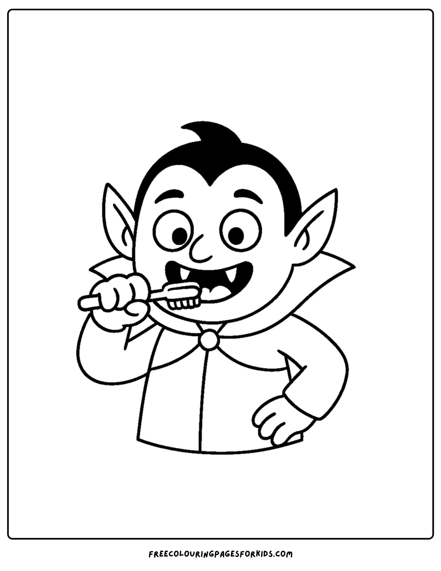 a campire brushing its fangs coloring page